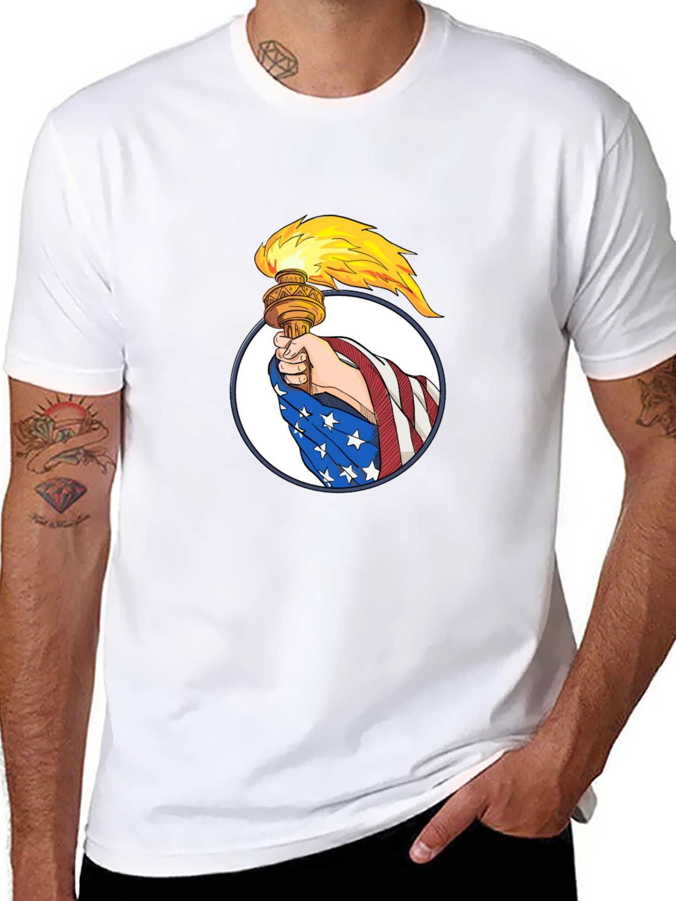 Liberty Torch Graphic Tee - Patriotic Design