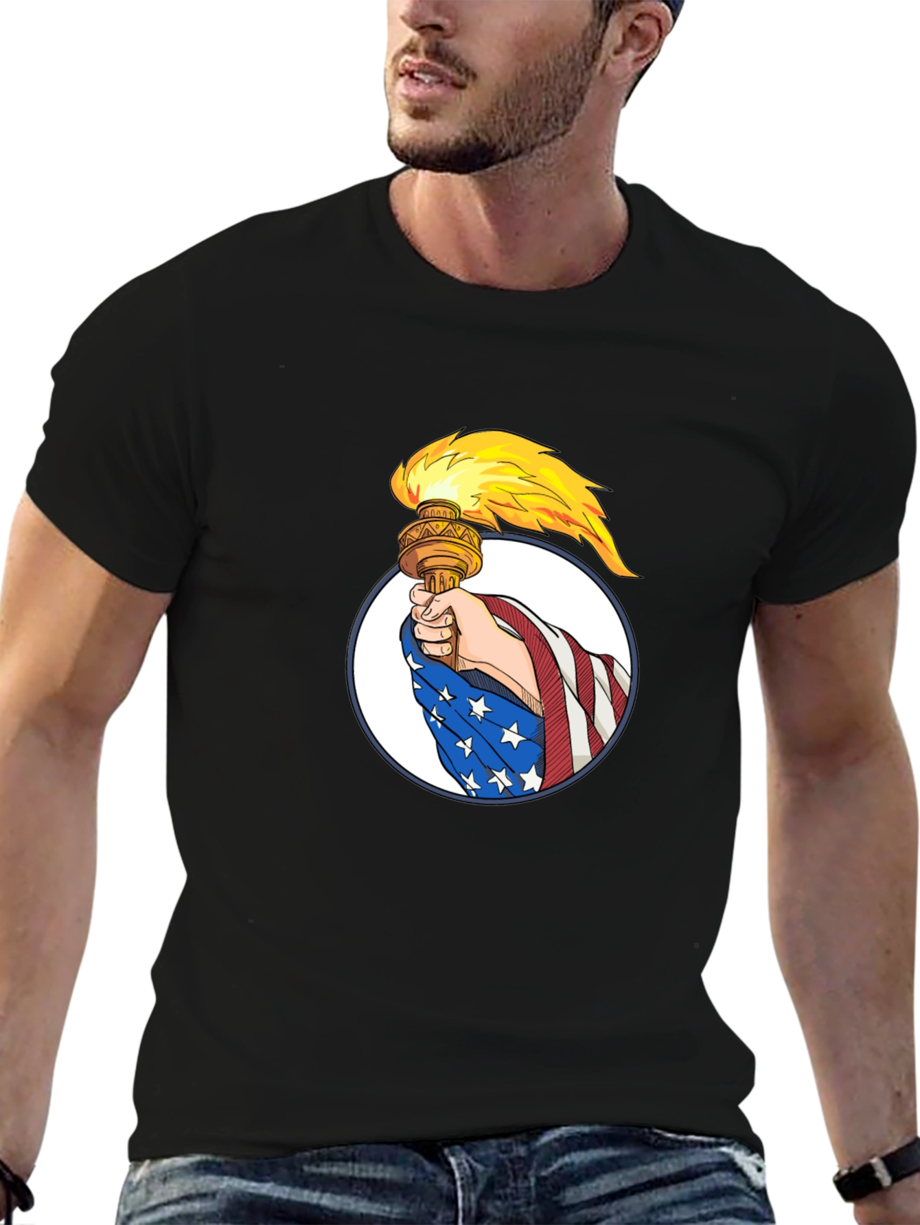 Liberty Torch Graphic Tee - Patriotic Design