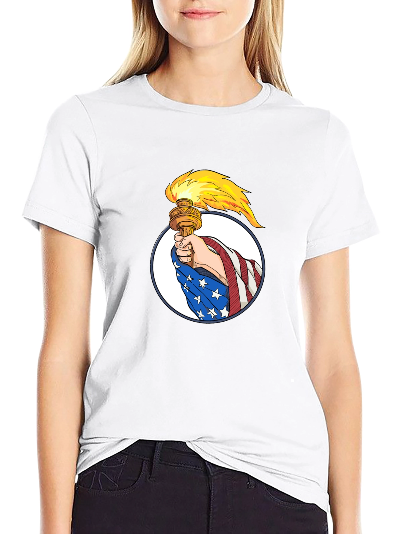 Liberty Torch Graphic Tee - Patriotic Design
