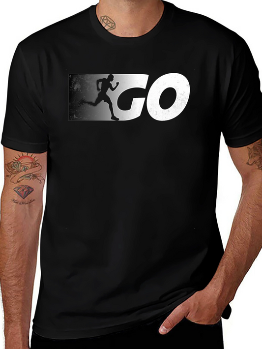 Mens Black GO Graphic Tee - Athletic Running Shirt