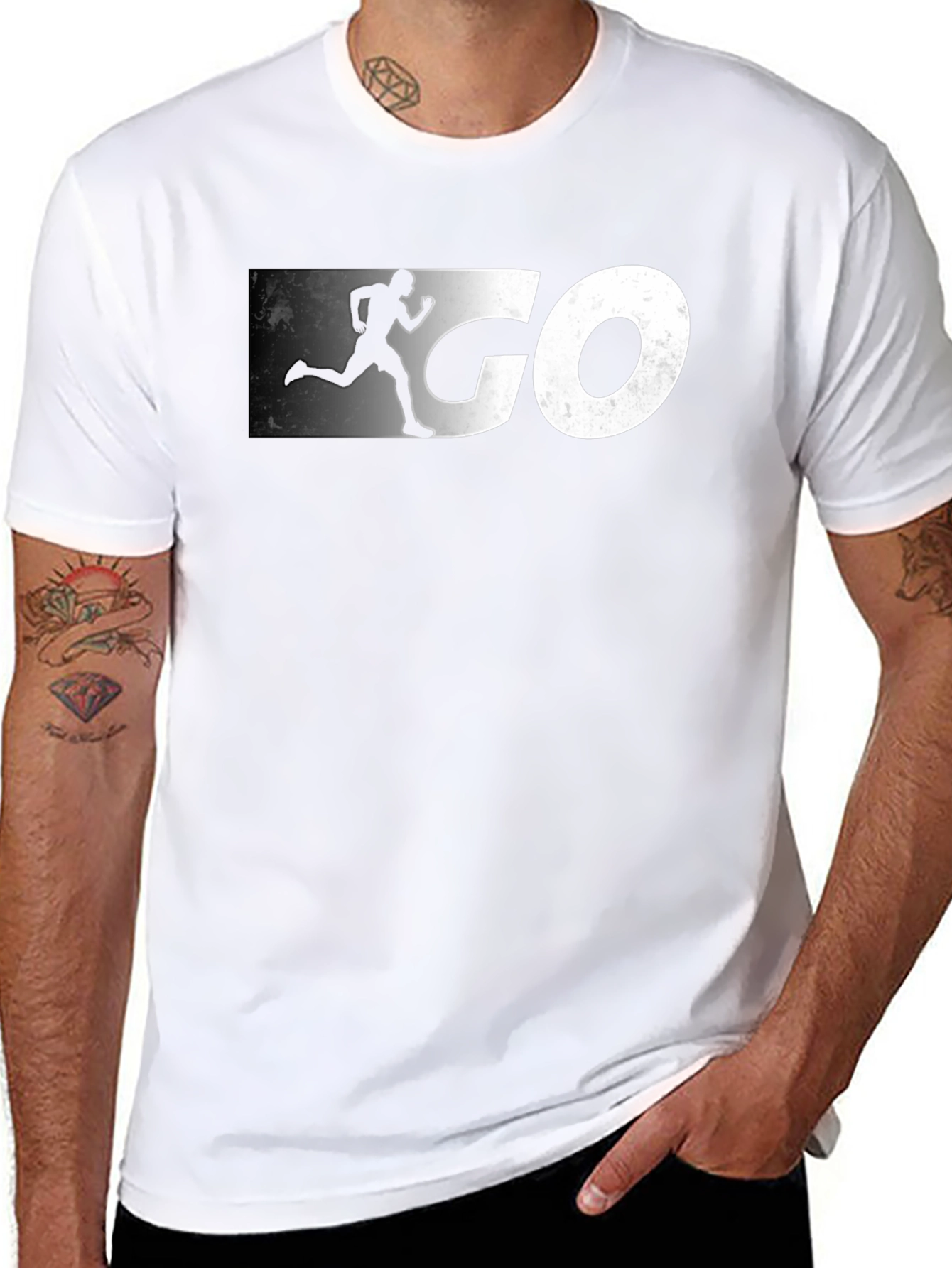 Mens Black GO Graphic Tee - Athletic Running Shirt