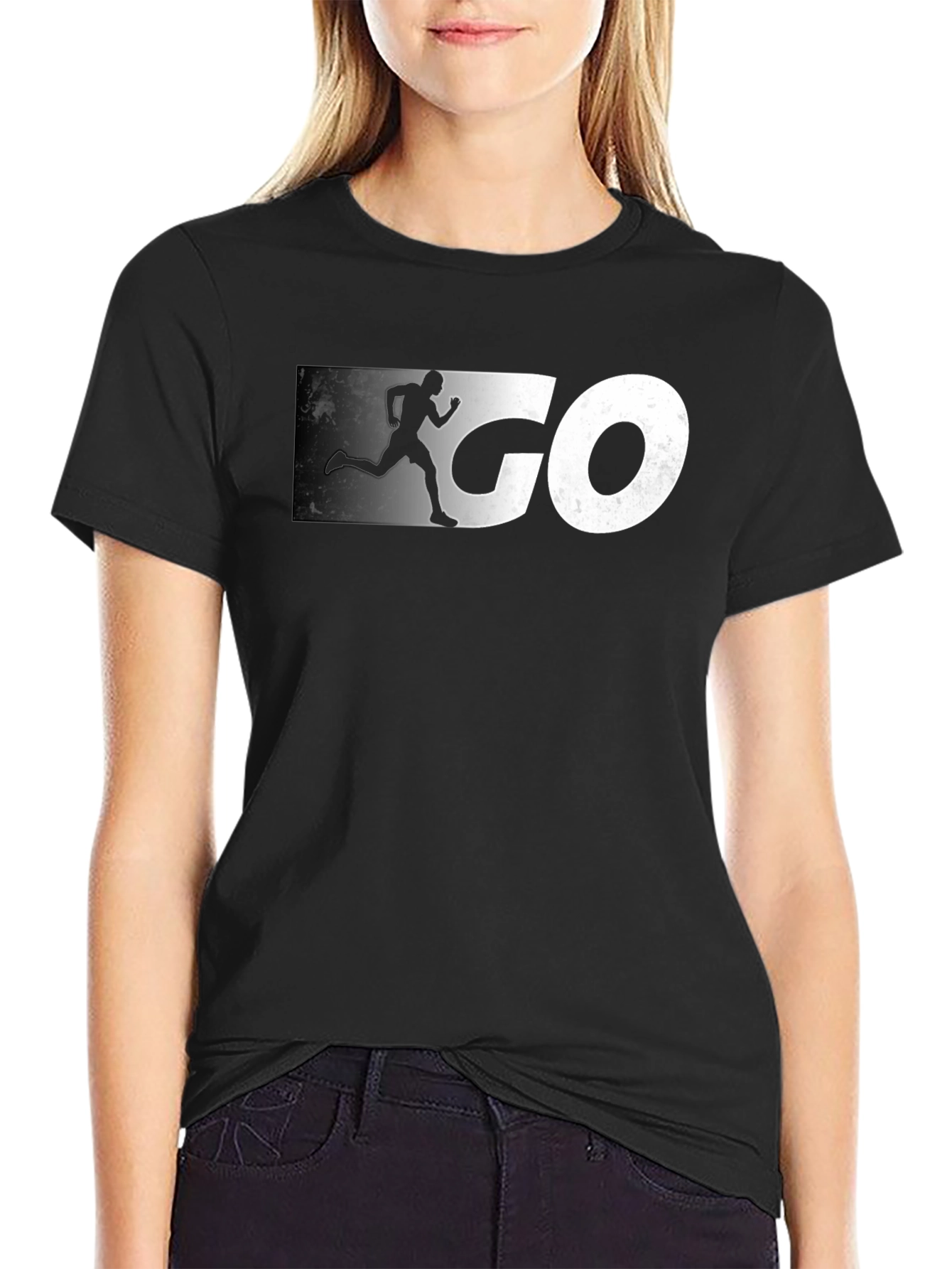 Mens Black GO Graphic Tee - Athletic Running Shirt