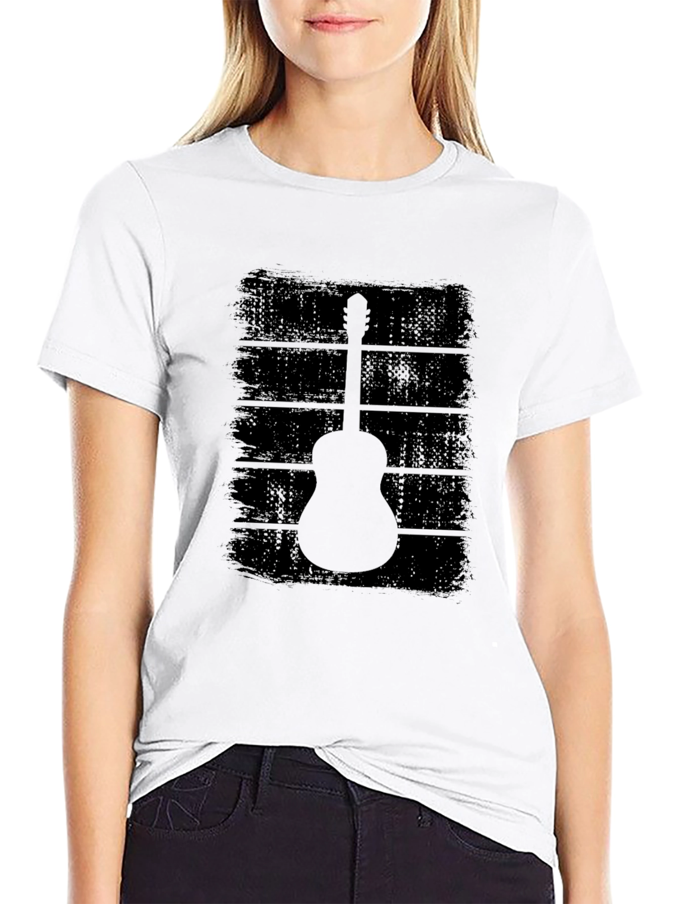 Guitar Silhouette Graphic T-Shirt - Black