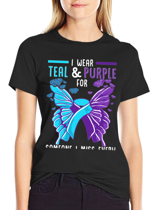 Teal & Purple Butterfly Memorial T-Shirt