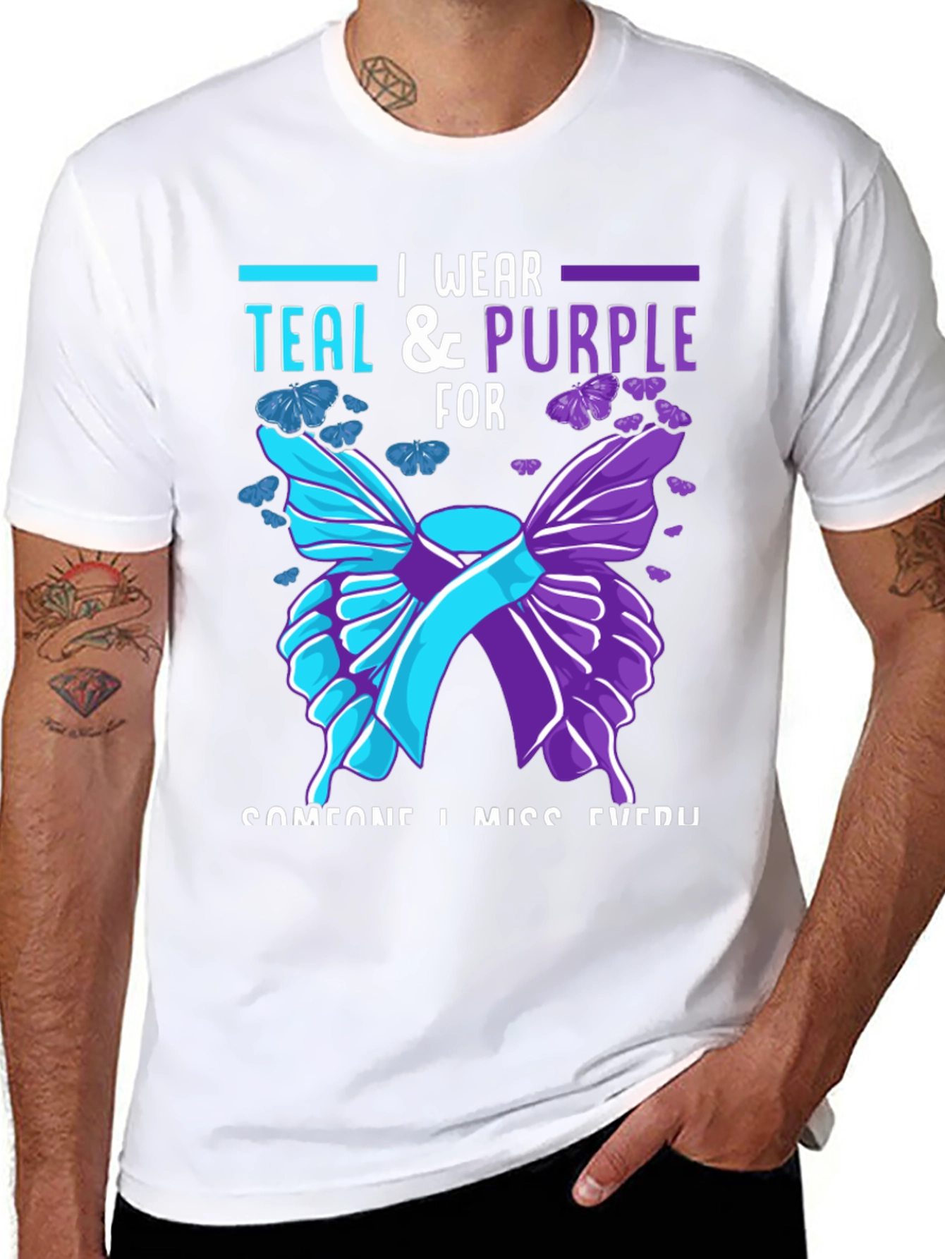 Teal & Purple Butterfly Memorial T-Shirt