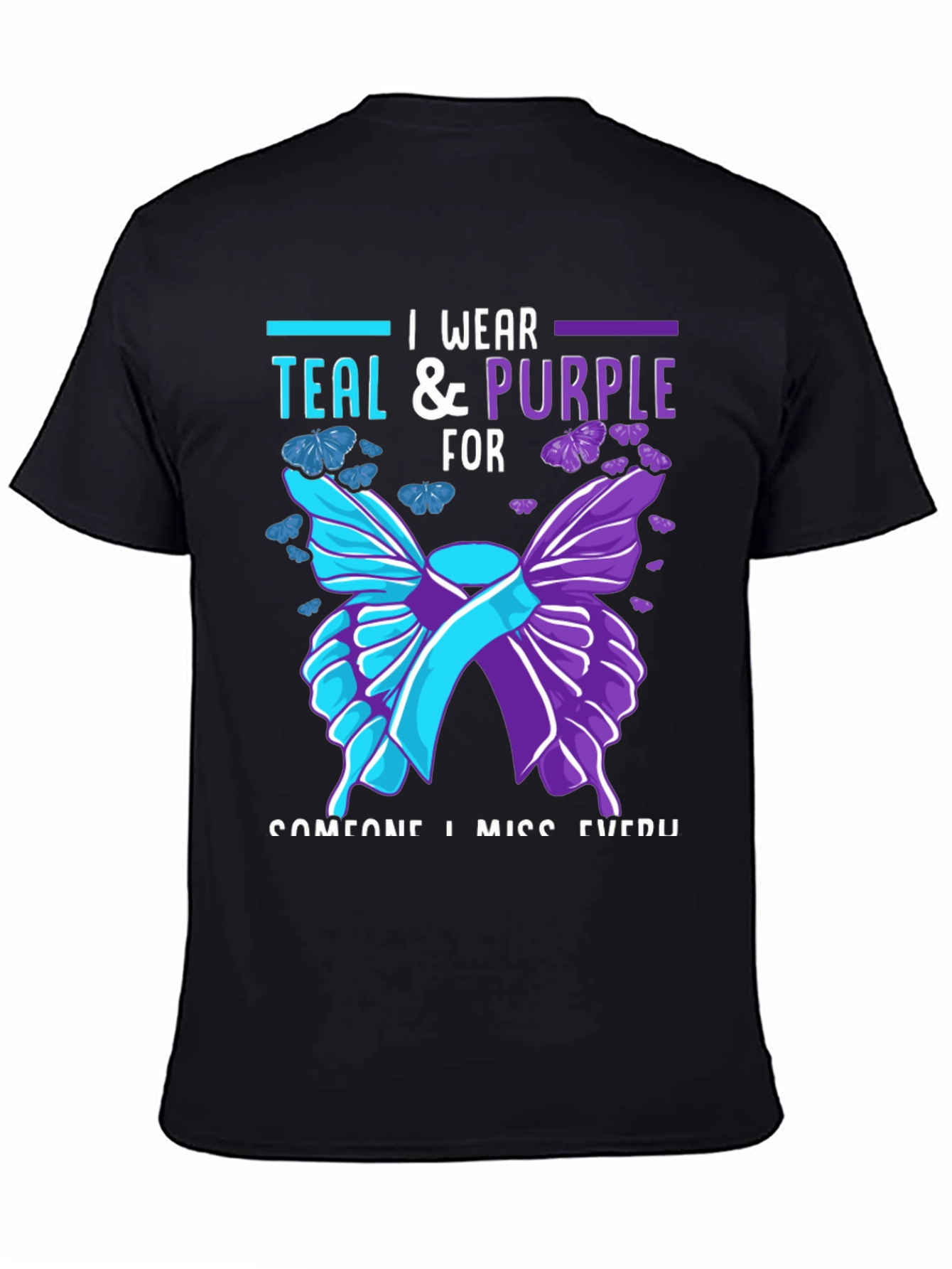 Teal & Purple Butterfly Memorial T-Shirt