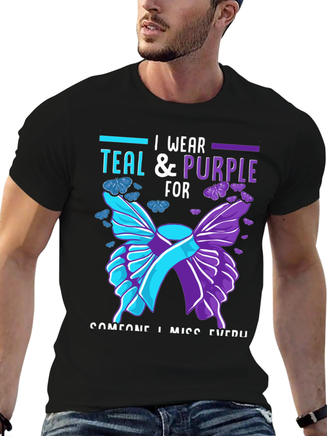 Teal & Purple Butterfly Memorial T-Shirt