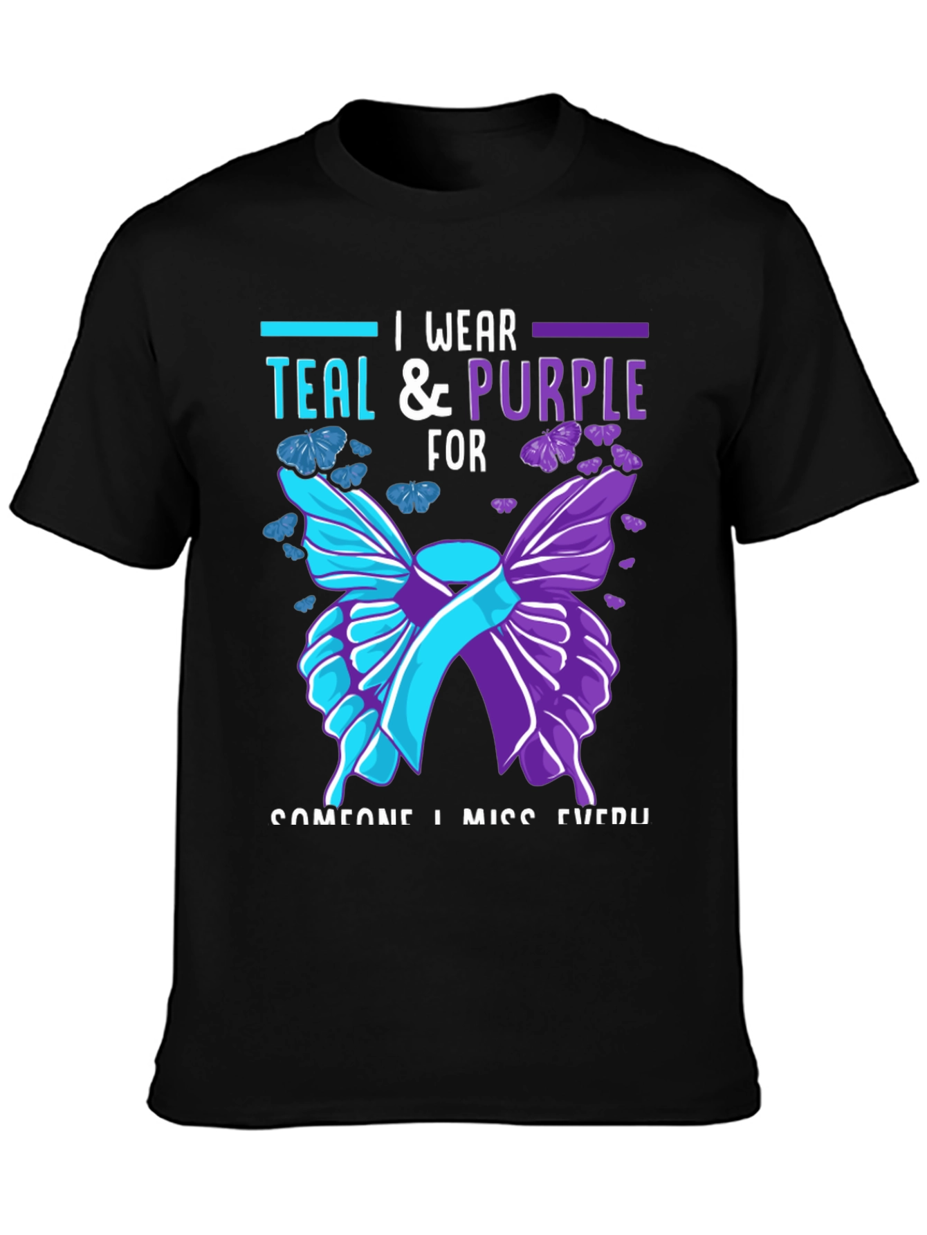 Teal & Purple Butterfly Memorial T-Shirt