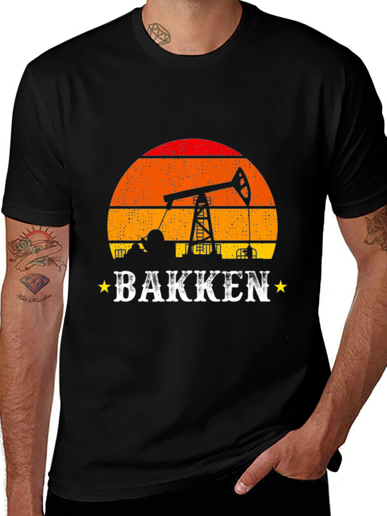 Bakken Oil Derrick Sunset T-Shirt
