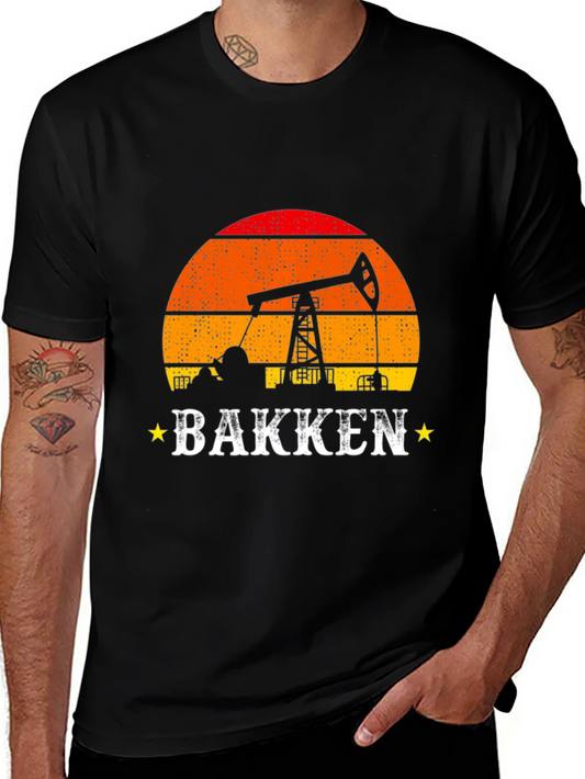 Bakken Oil Derrick Sunset T-Shirt