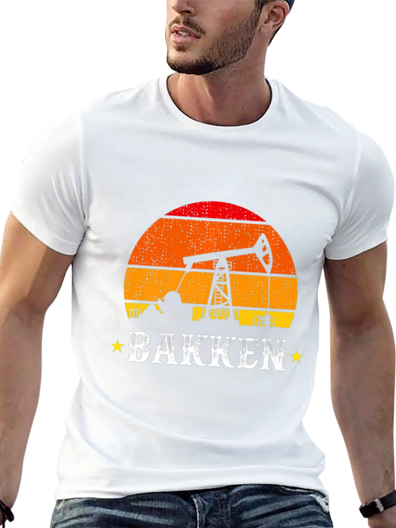 Bakken Oil Derrick Sunset T-Shirt