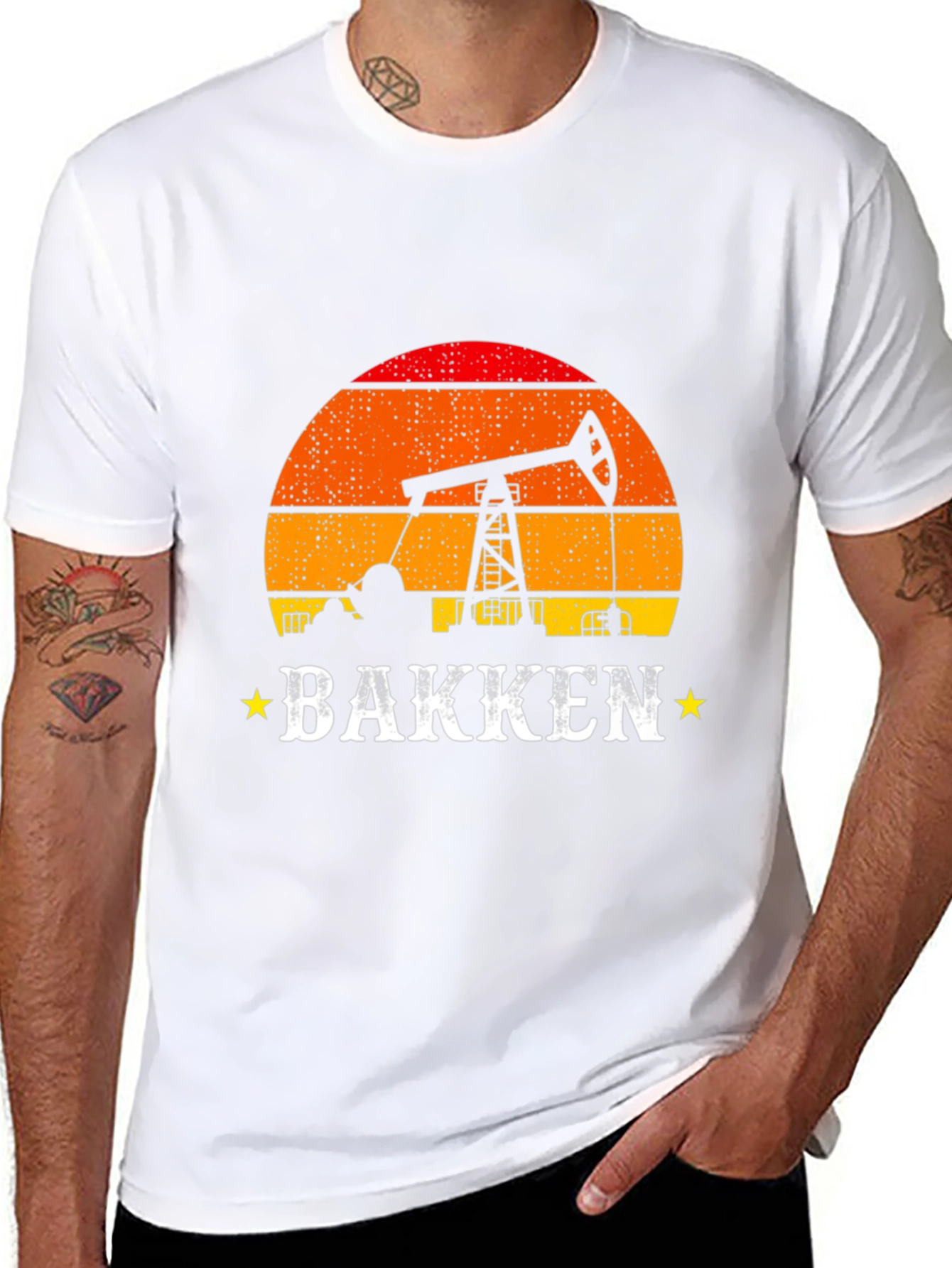 Bakken Oil Derrick Sunset T-Shirt