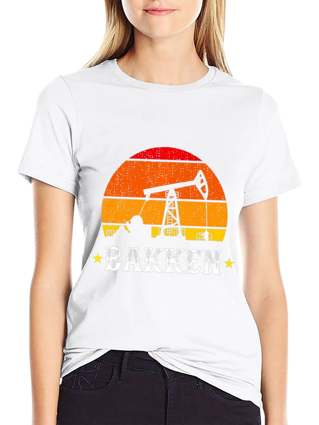 Bakken Oil Derrick Sunset T-Shirt