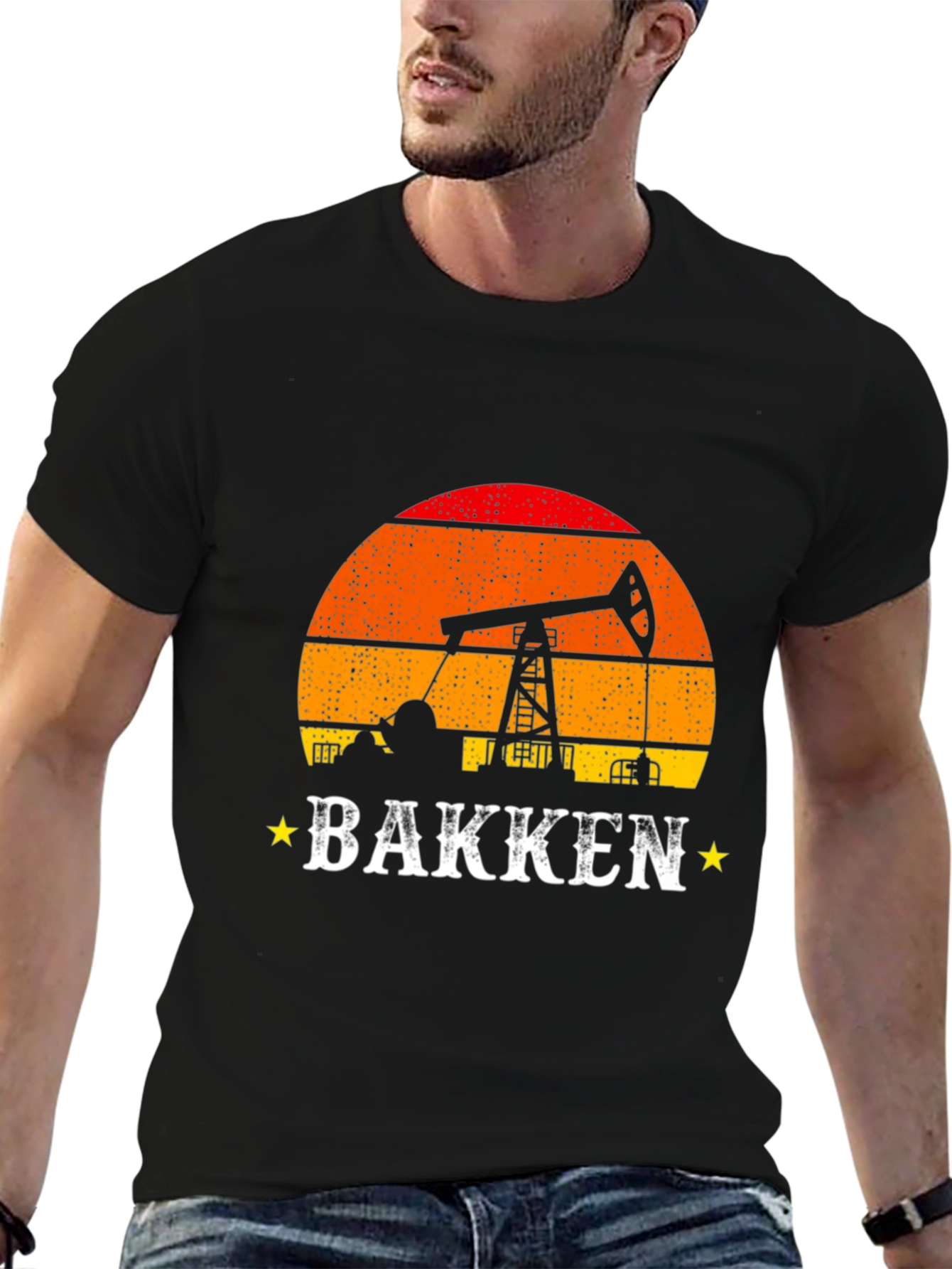 Bakken Oil Derrick Sunset T-Shirt