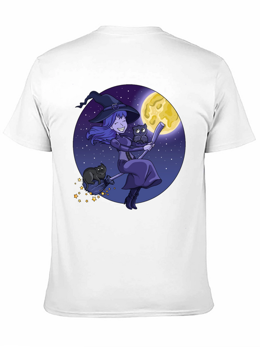 Witch on Broom T-Shirt - Halloween Ready!