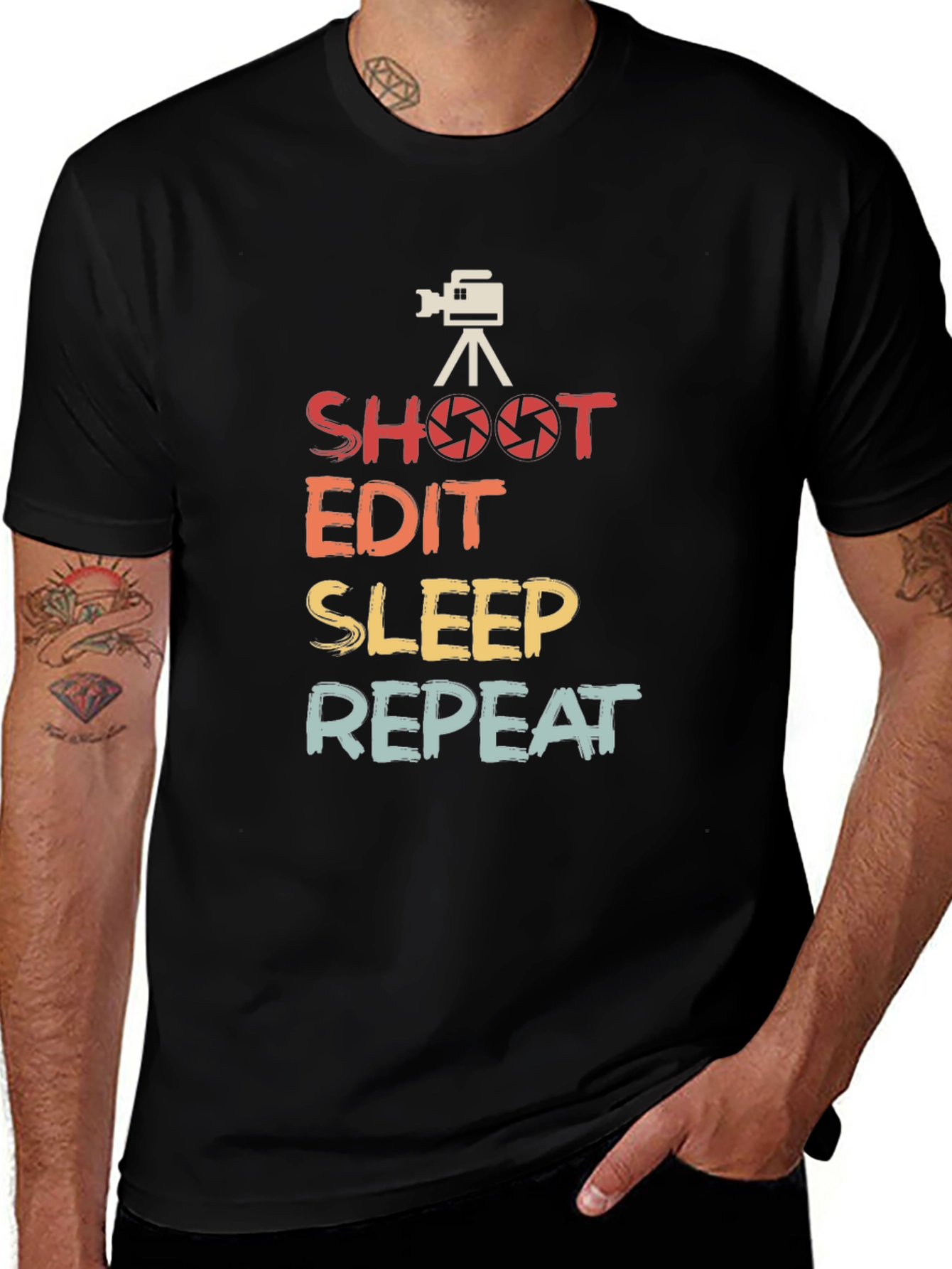 Shoot Edit Sleep Repeat Graphic Tee