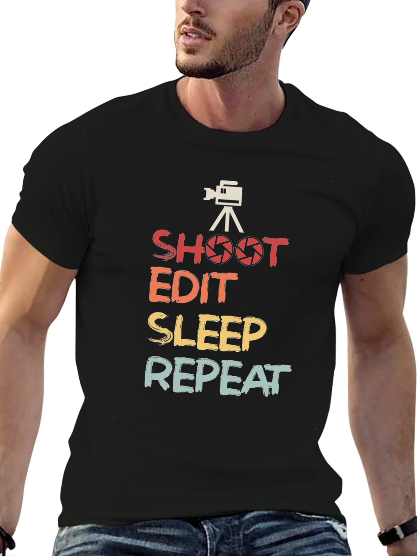 Shoot Edit Sleep Repeat Graphic Tee