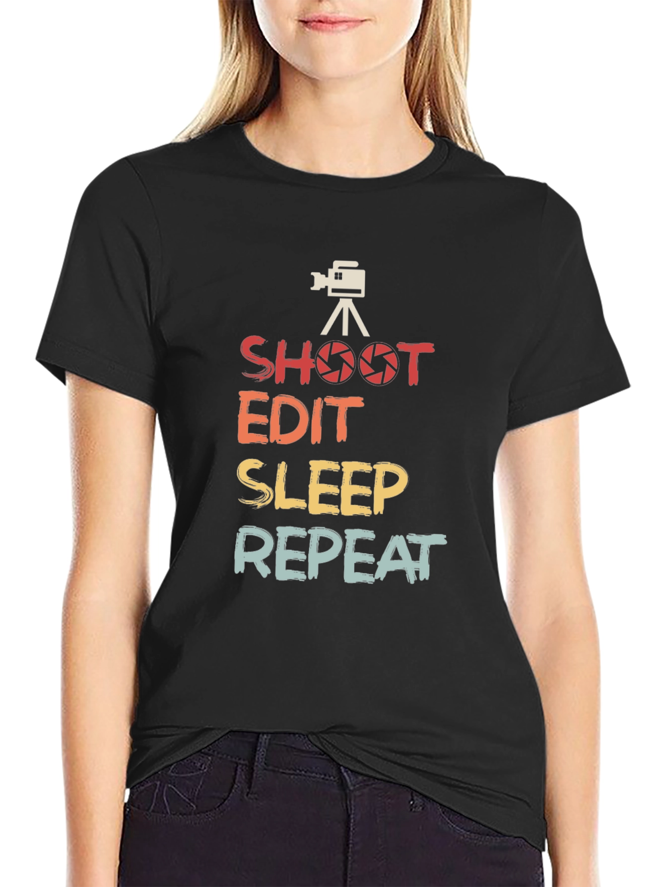 Shoot Edit Sleep Repeat Graphic Tee