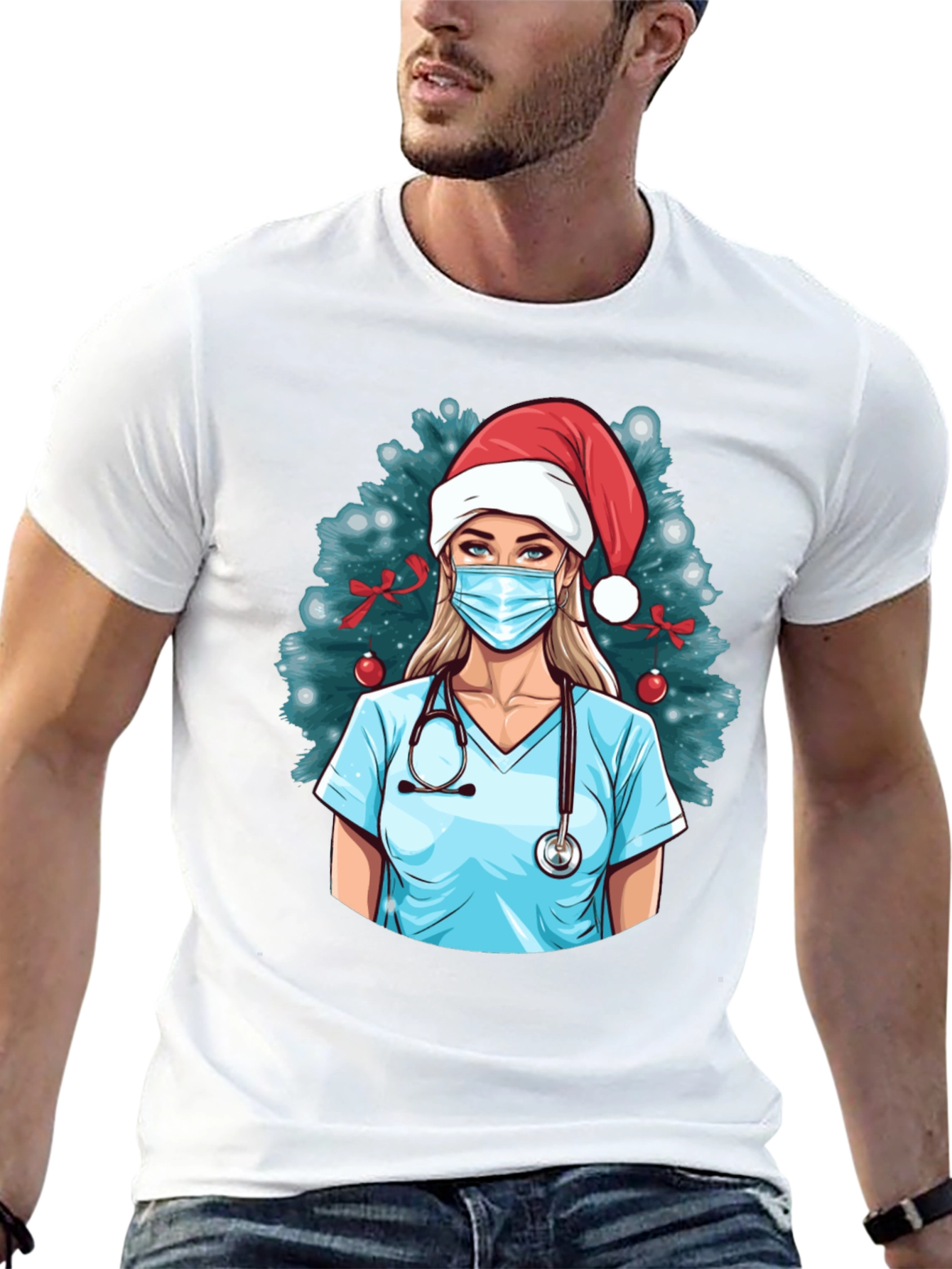 Christmas Nurse Graphic T-Shirt