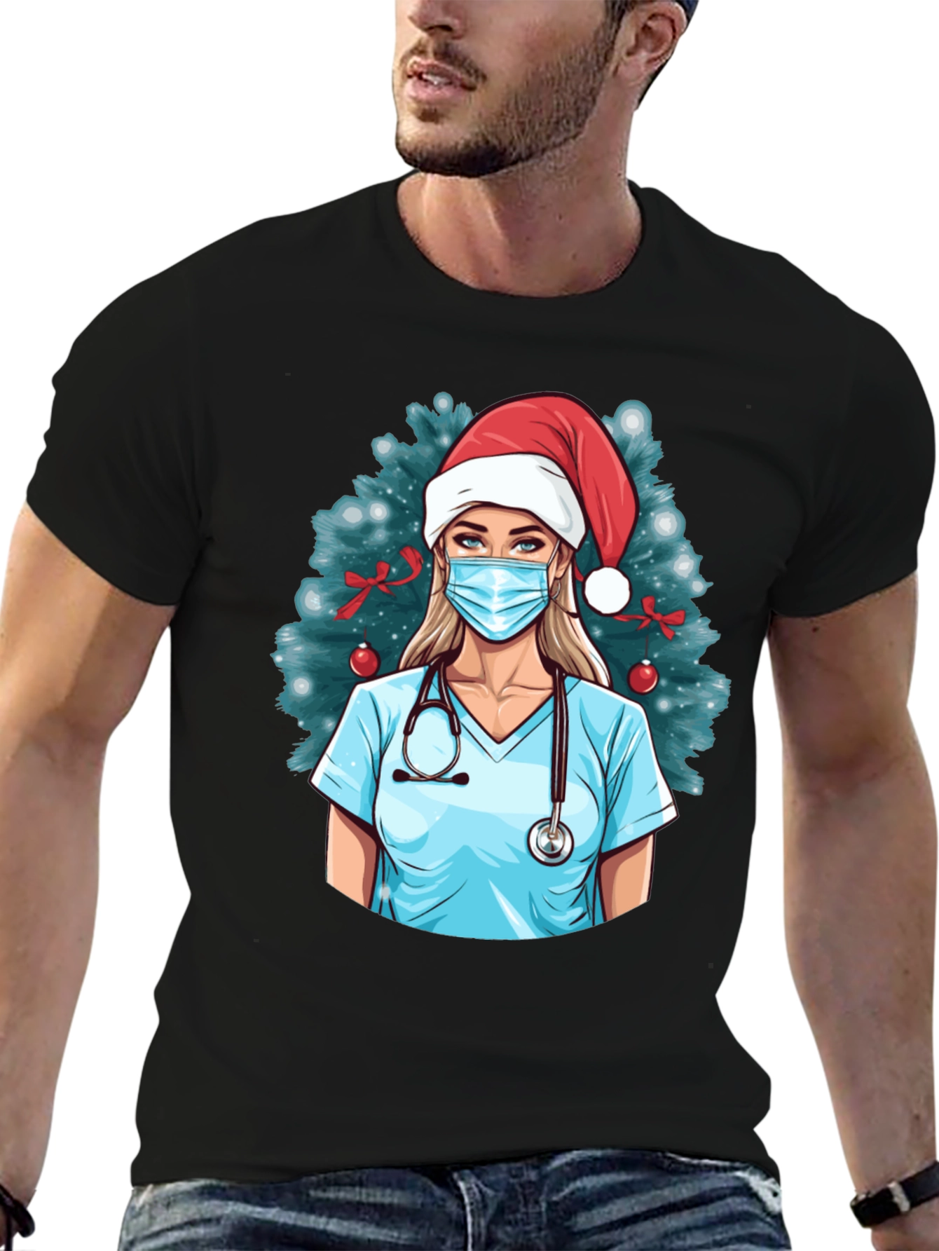 Christmas Nurse Graphic T-Shirt