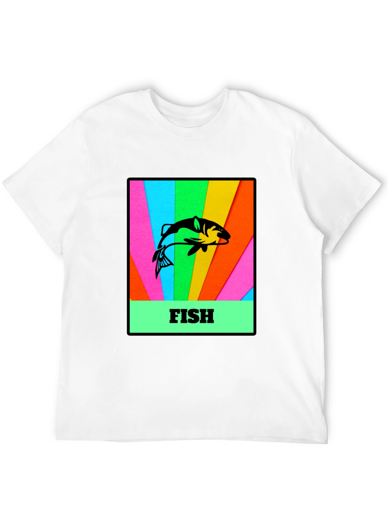 Mens Black T-Shirt with Fish Graphic Print
