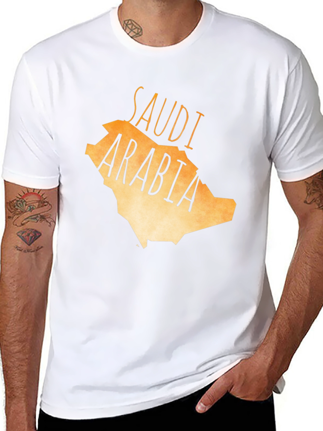 Saudi Arabia Map Graphic Tee - Black Cotton T-Shirt