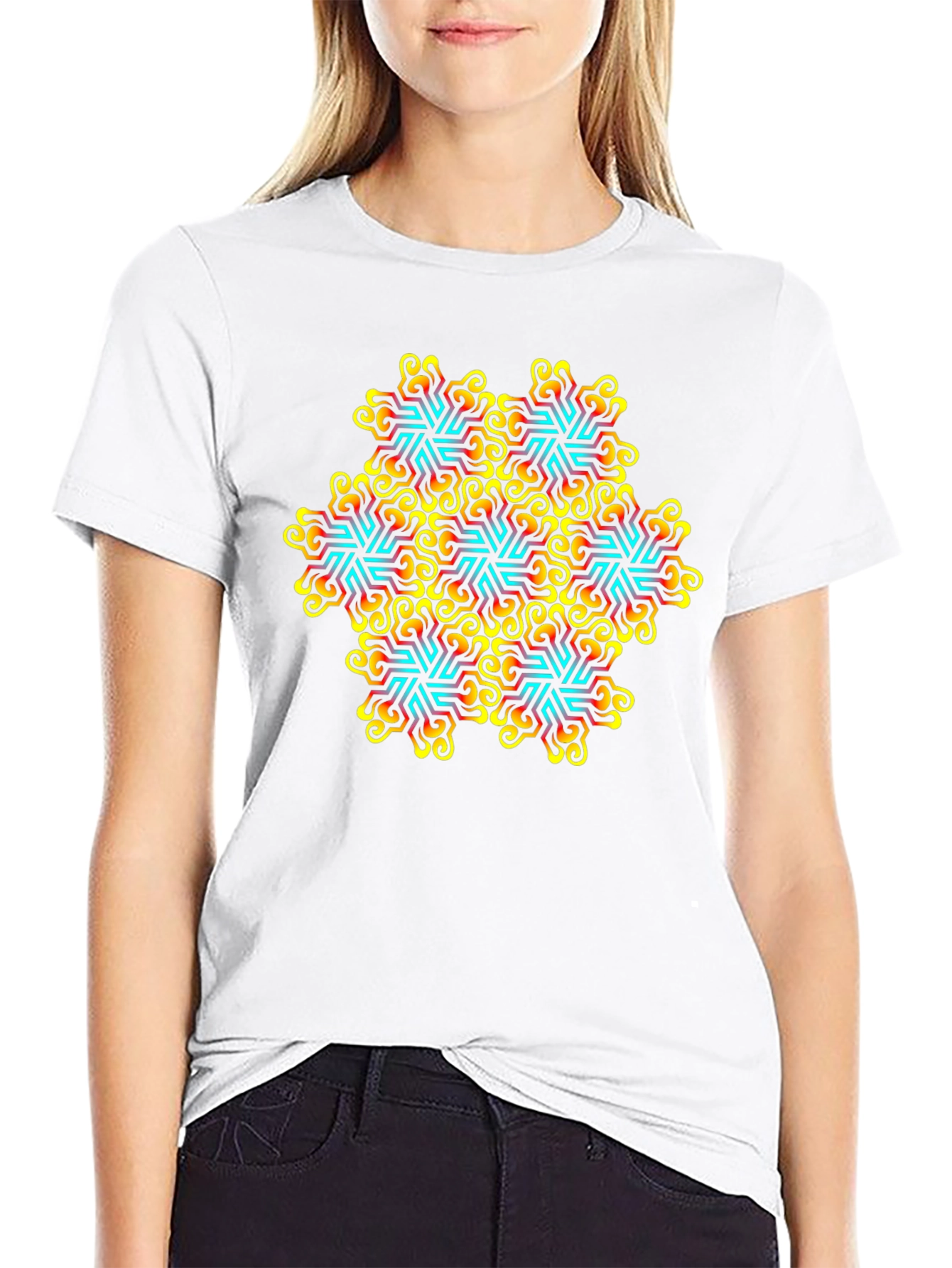 Abstract Geometric Graphic Tee - Black Unisex T-Shirt