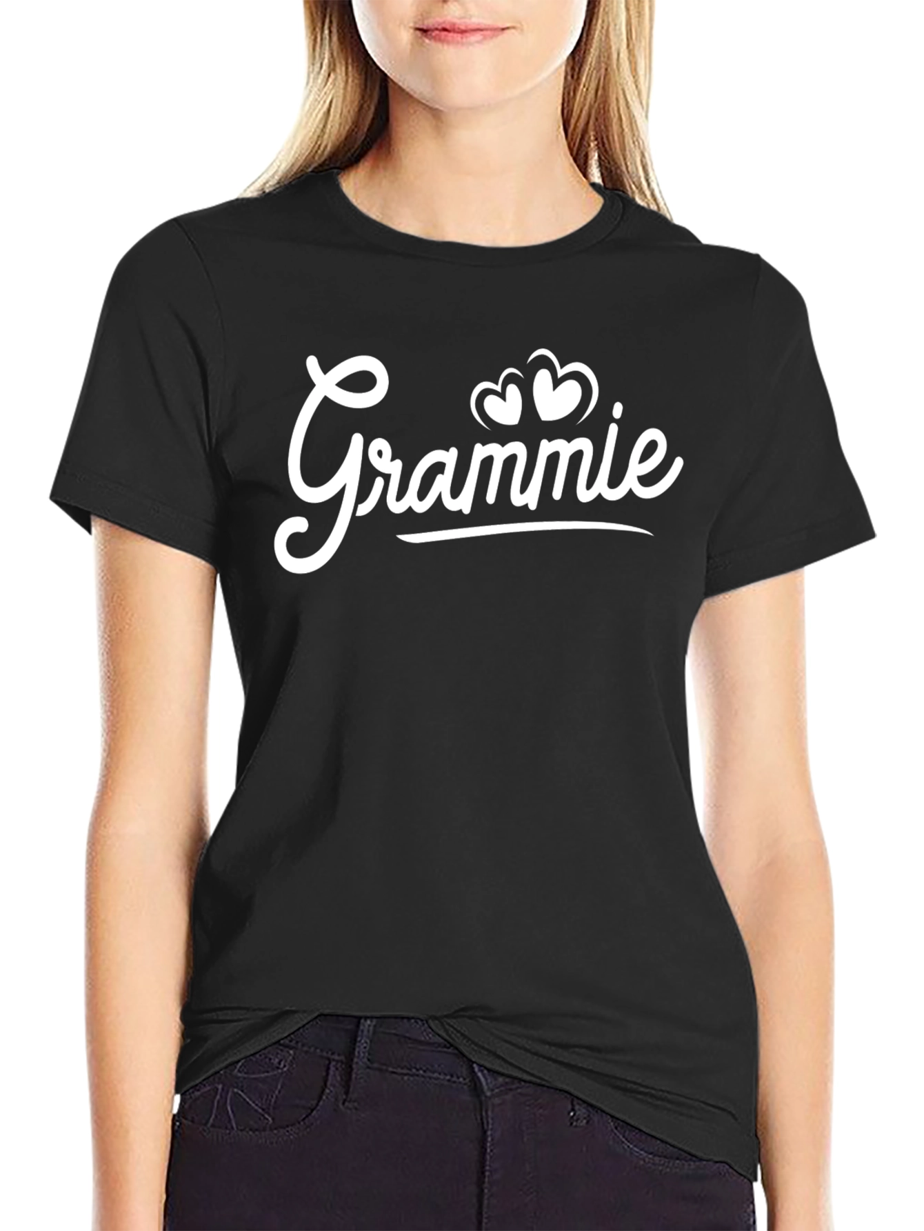 Grammie Hearts Graphic Black T-Shirt