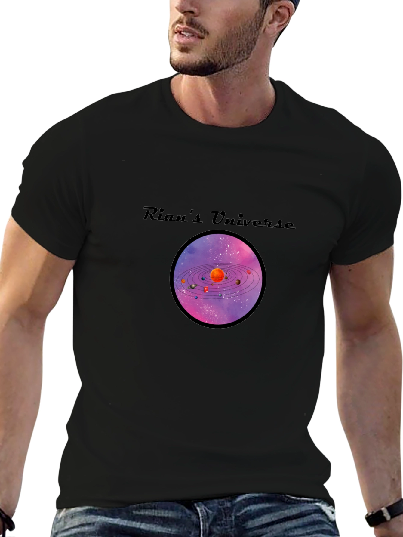Rians Universe Graphic T-Shirt - Black Cotton Tee