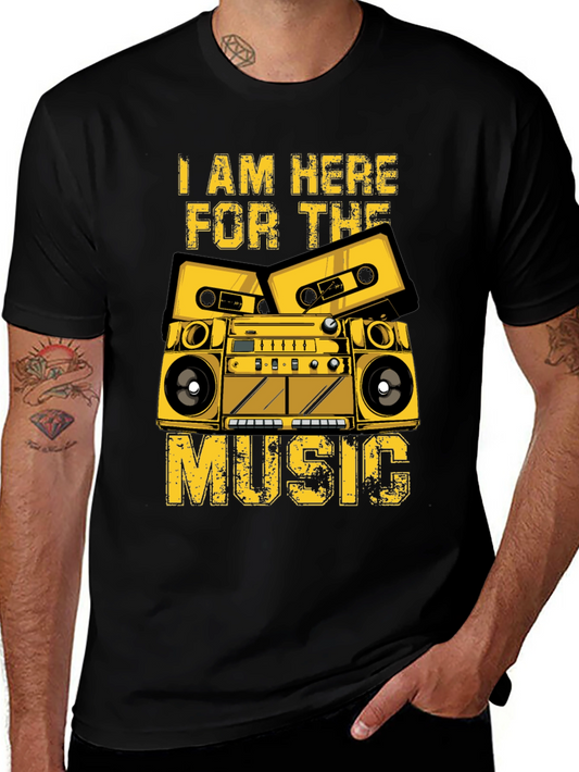 Retro Boombox & Cassette Tape Graphic T-Shirt - Music Lover Tee