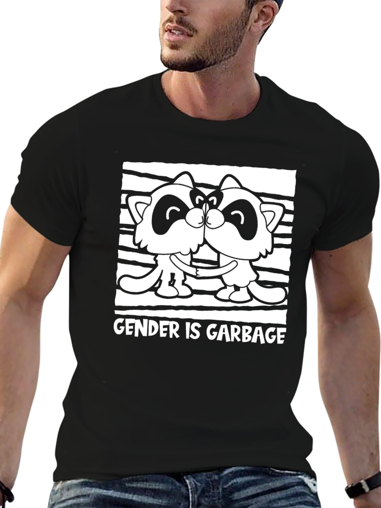 Gender is Garbage Raccoon Kissing Graphic Tee