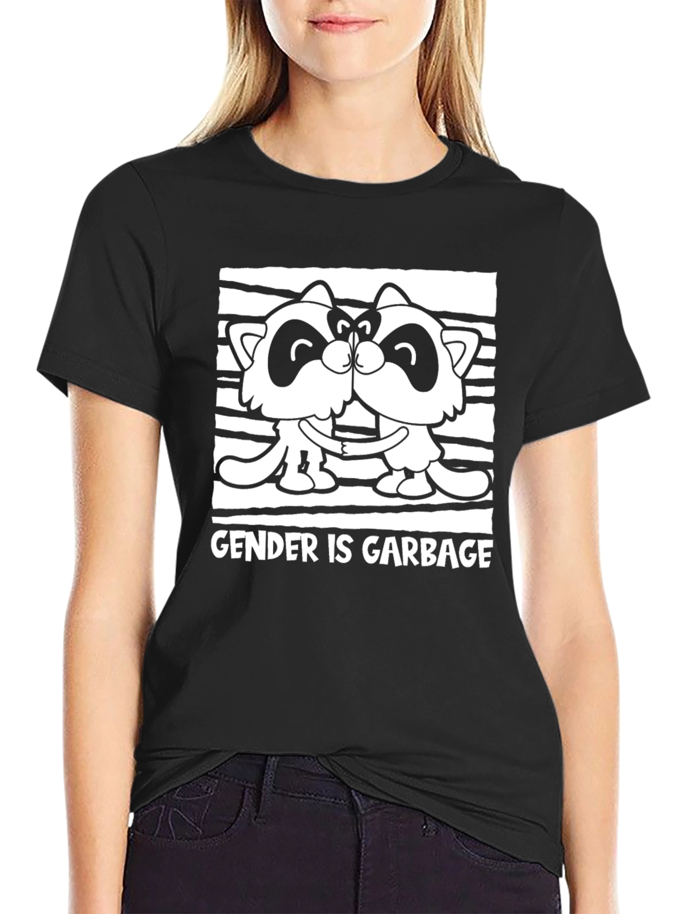 Gender is Garbage Raccoon Kissing Graphic Tee