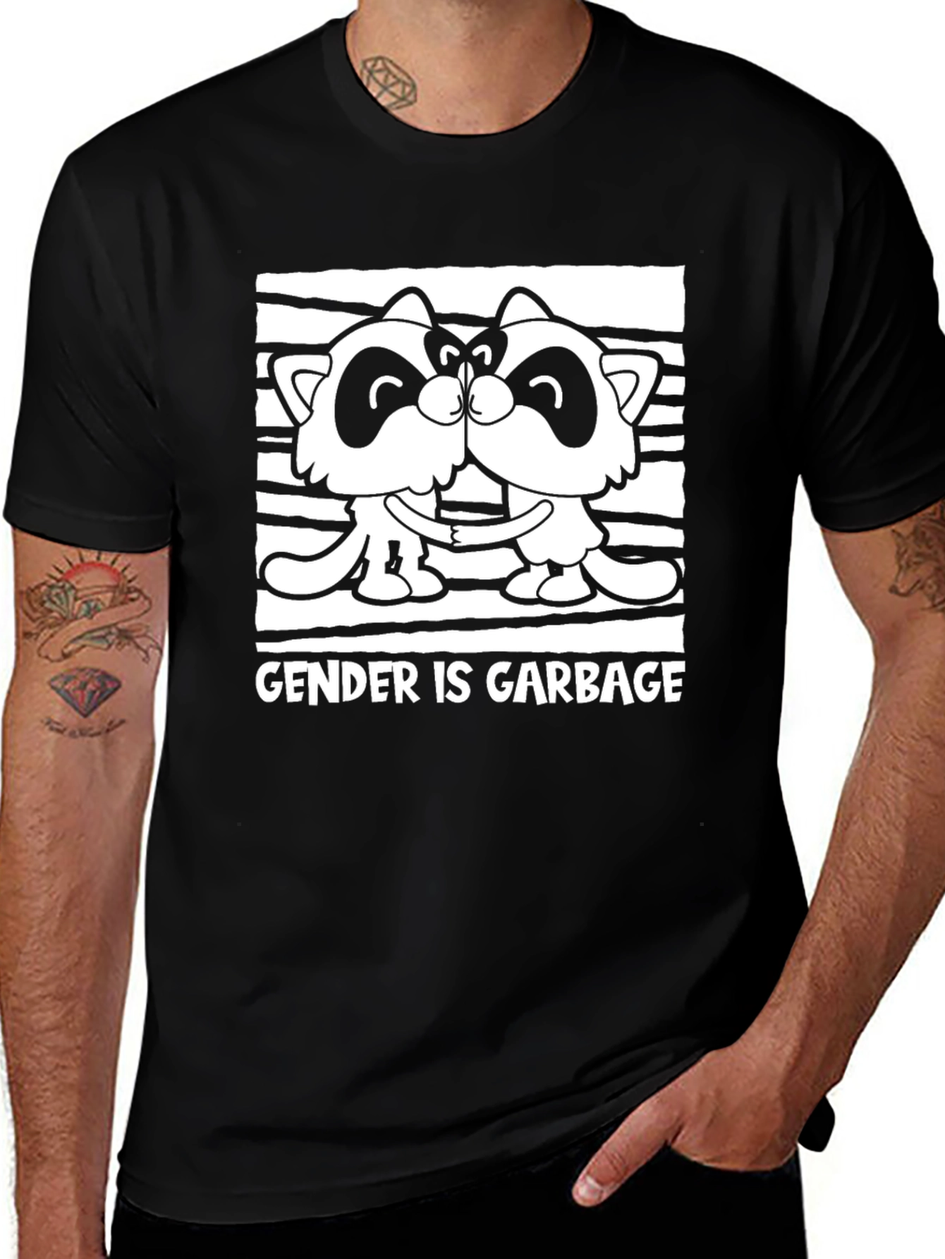 Gender is Garbage Raccoon Kissing Graphic Tee
