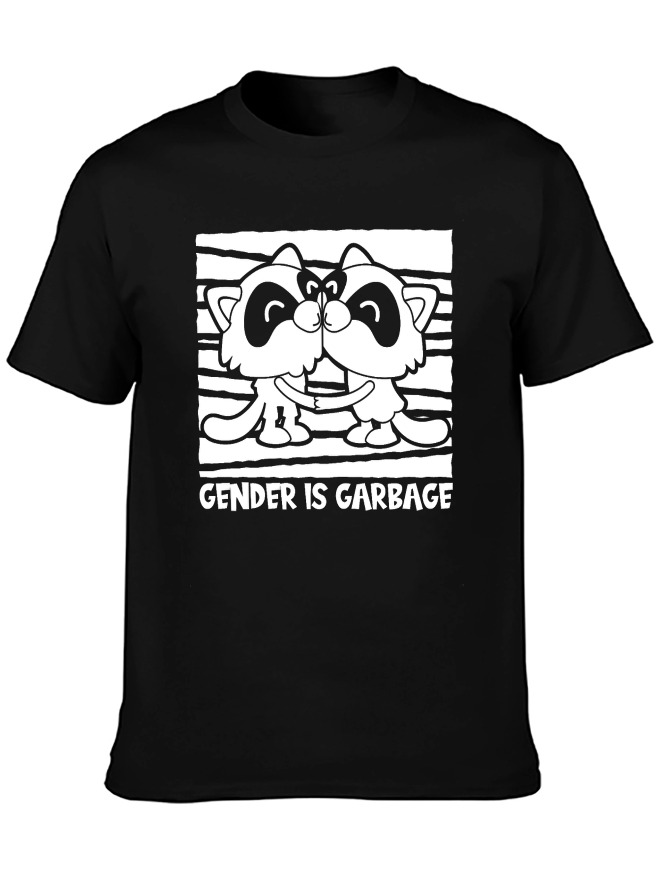 Gender is Garbage Raccoon Kissing Graphic Tee