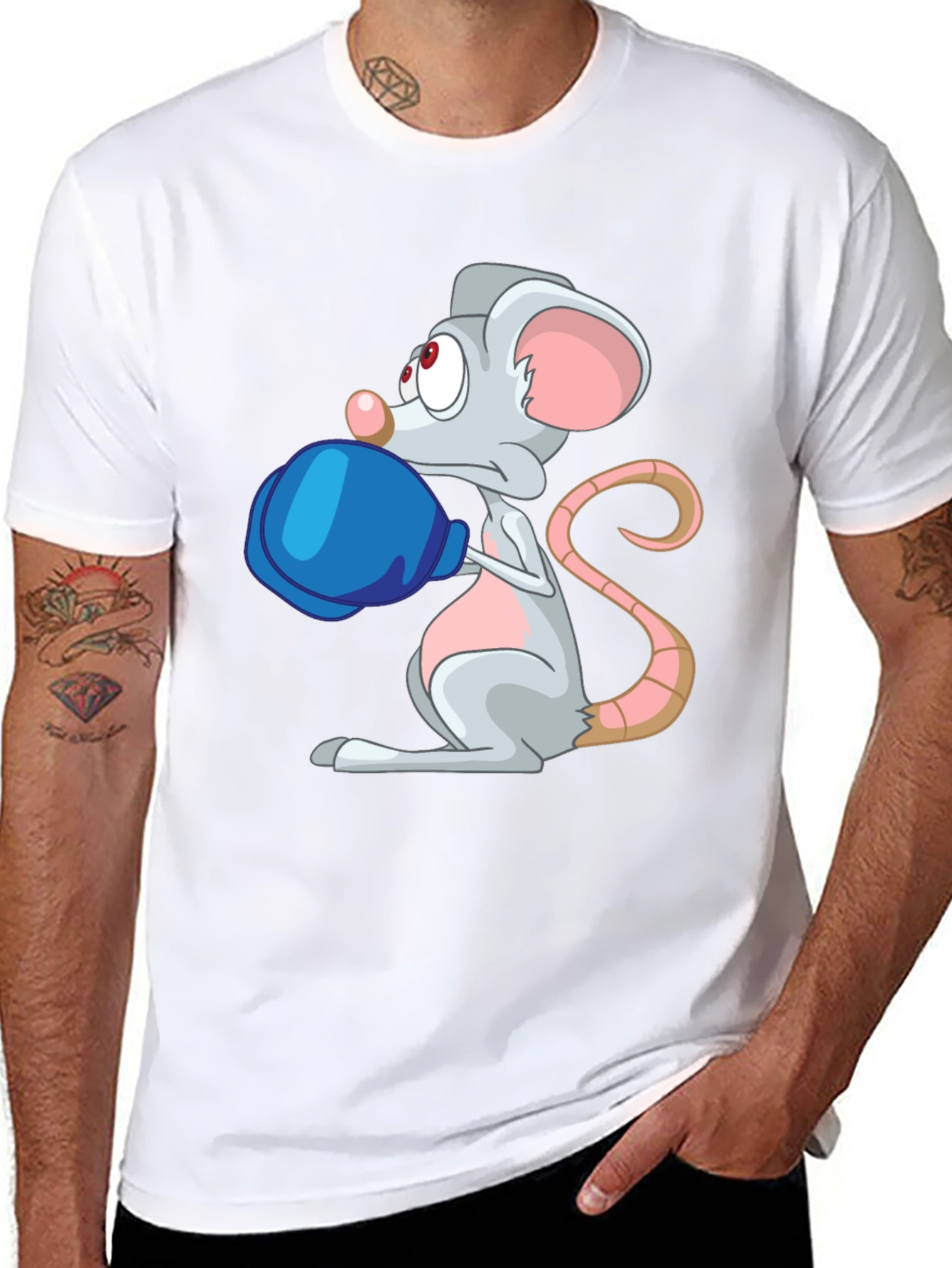 Cartoon Mouse Boxing T-Shirt