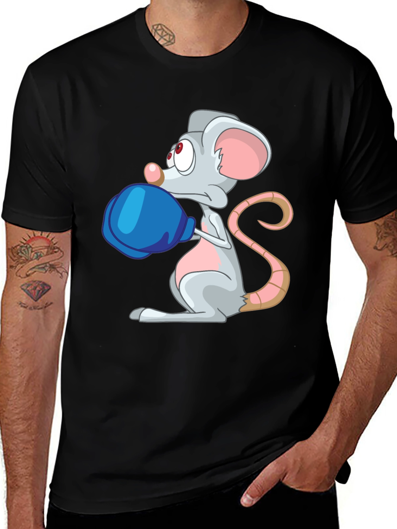 Cartoon Mouse Boxing T-Shirt
