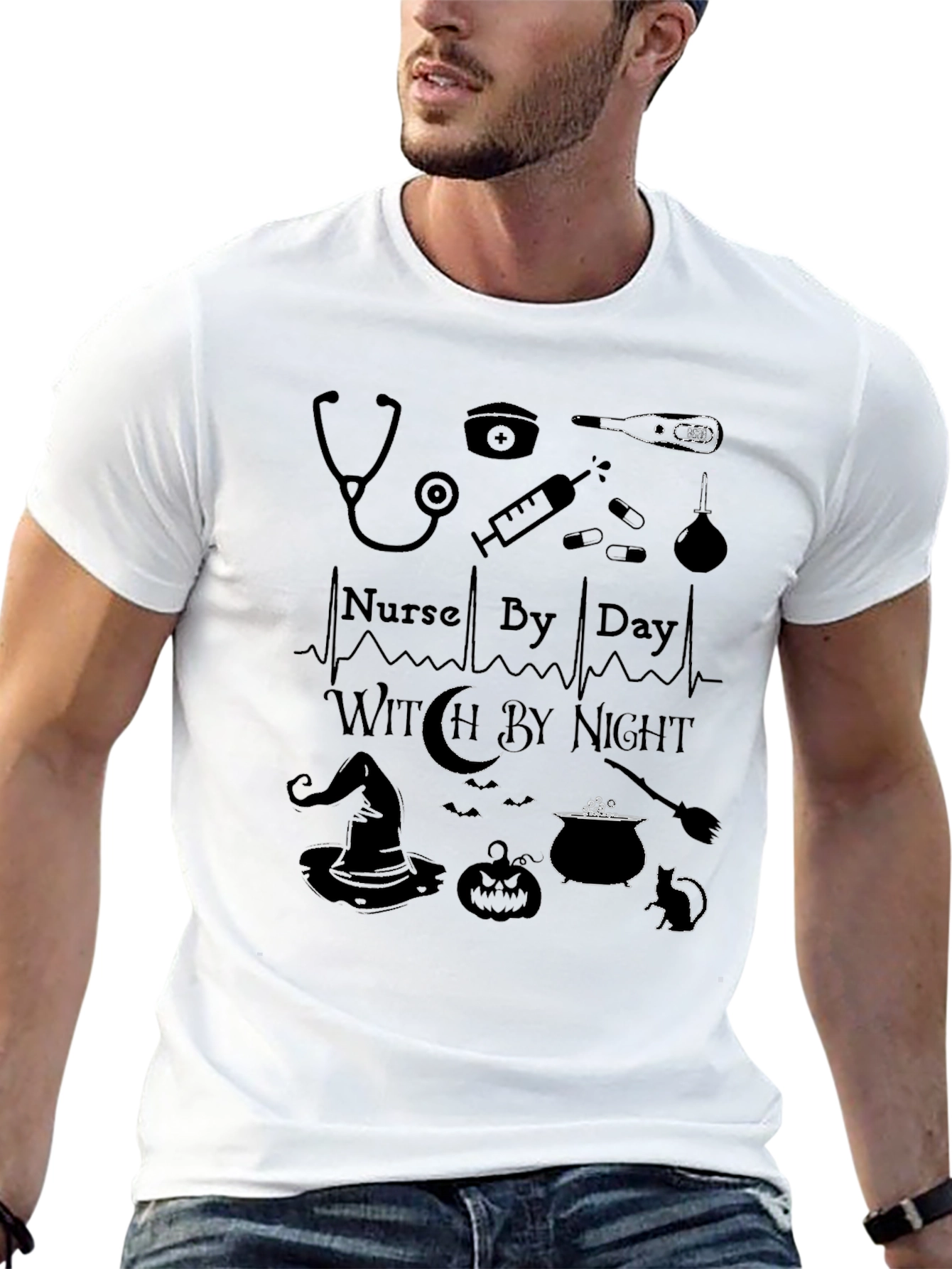 Nurse By Day Witch By Night Graphic T-Shirt