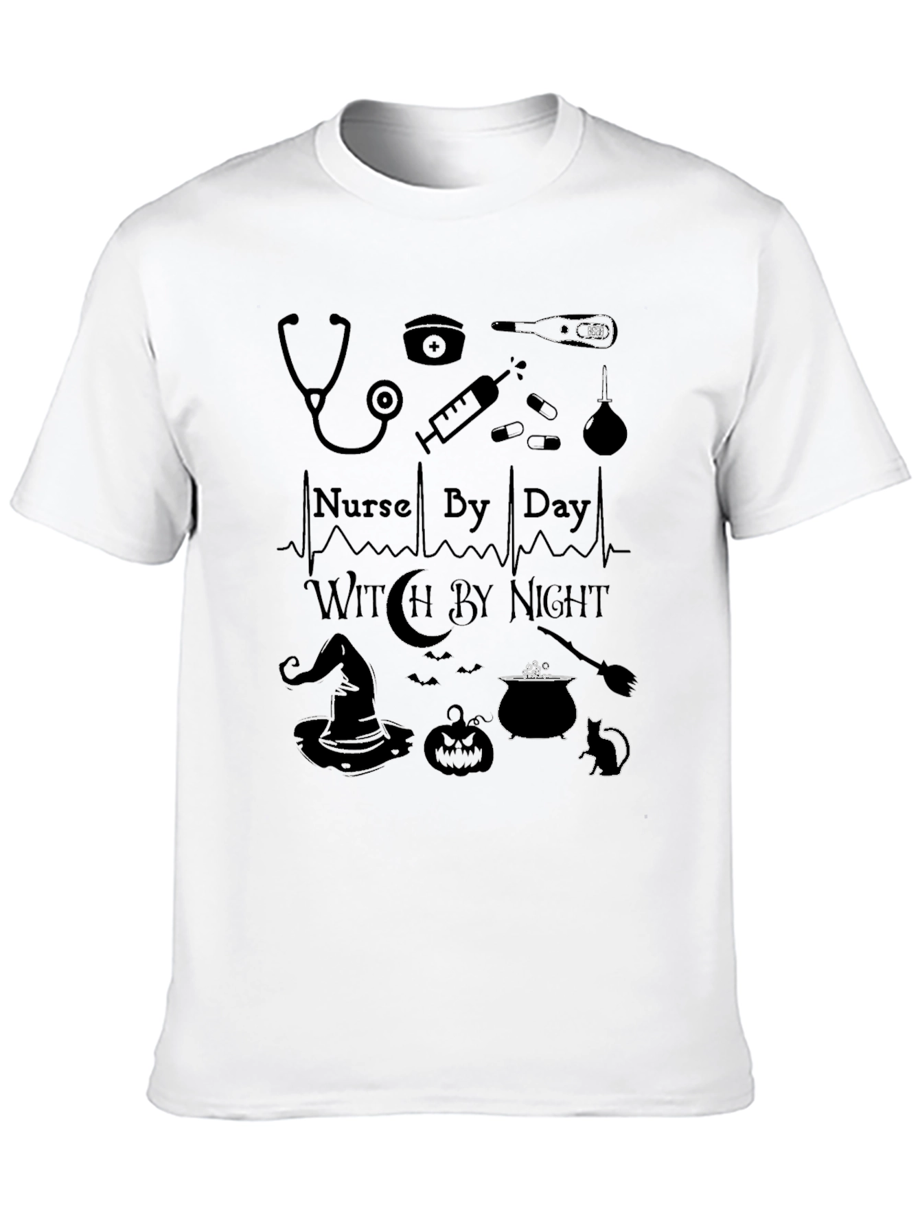 Nurse By Day Witch By Night Graphic T-Shirt