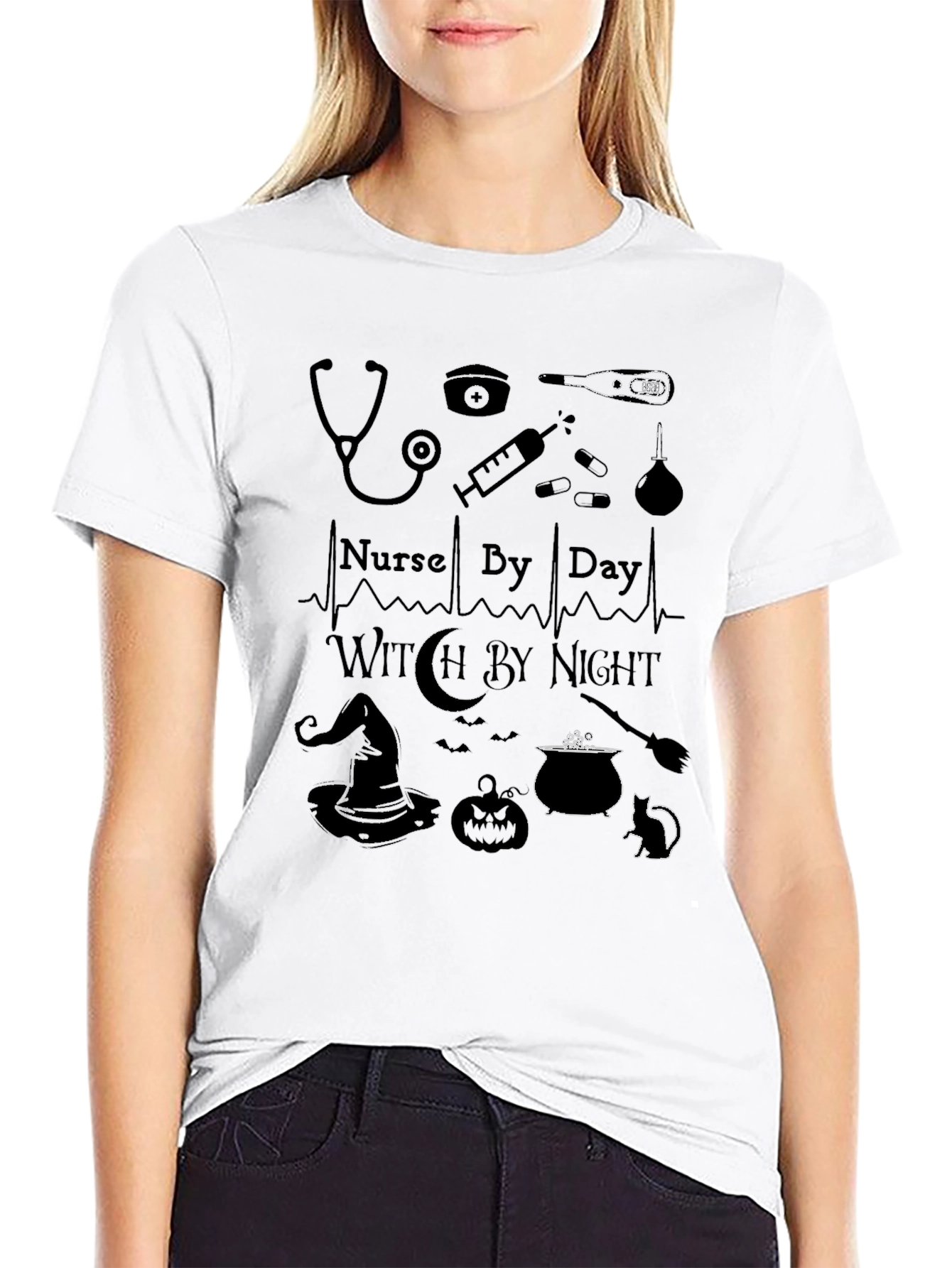 Nurse By Day Witch By Night Graphic T-Shirt