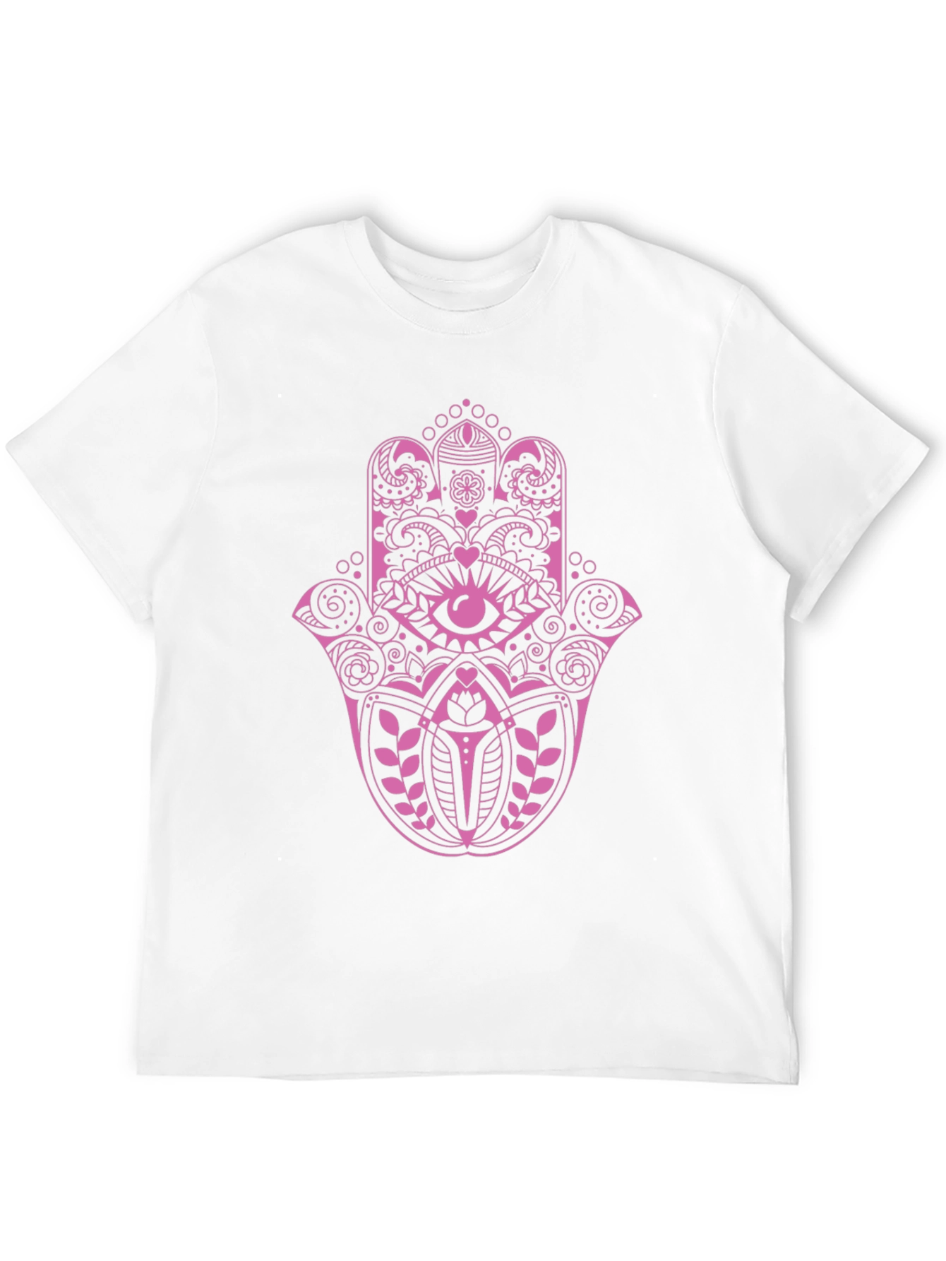 Hamsa Hand Graphic Tee - Pink on Black