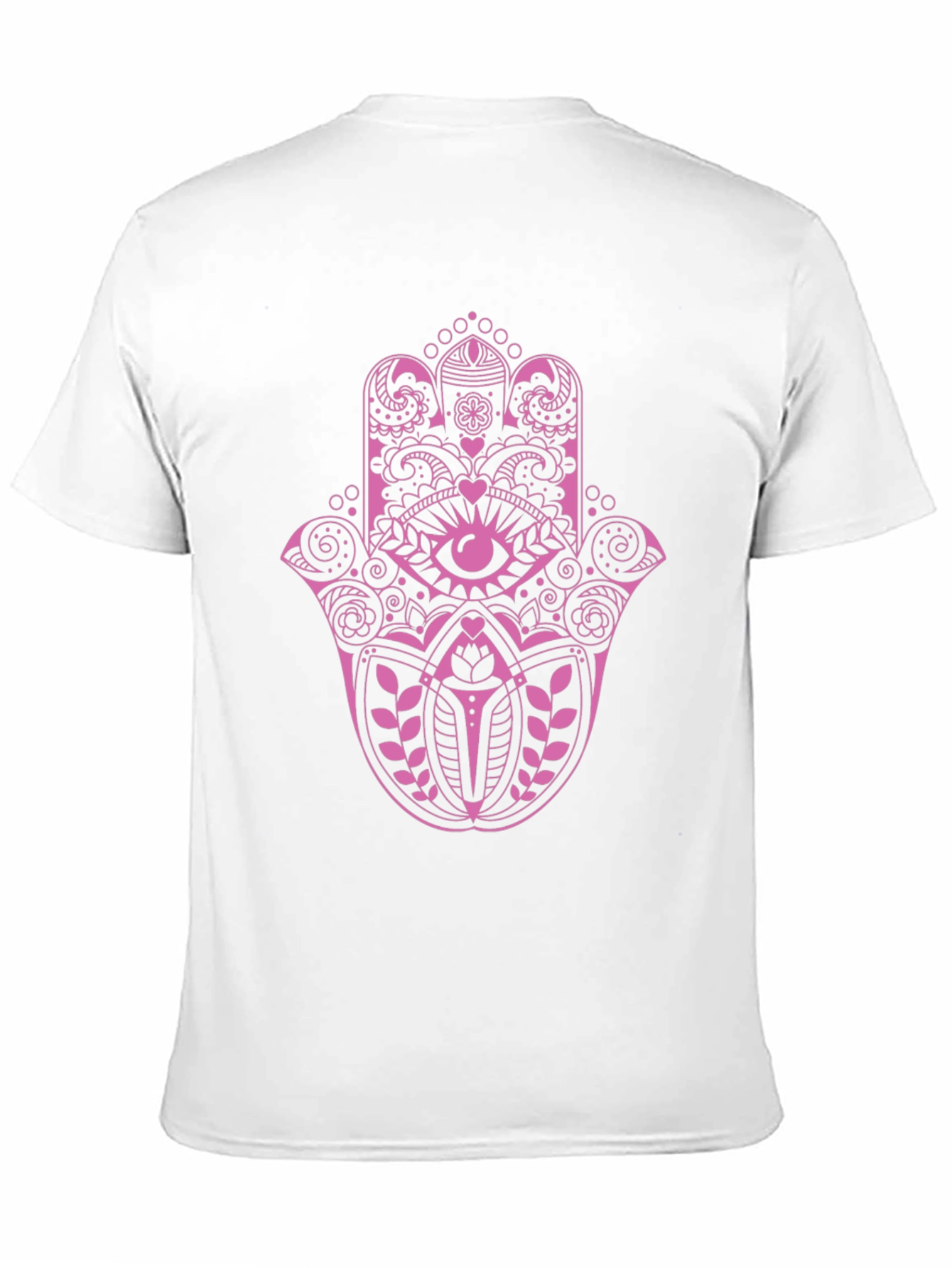 Hamsa Hand Graphic Tee - Pink on Black
