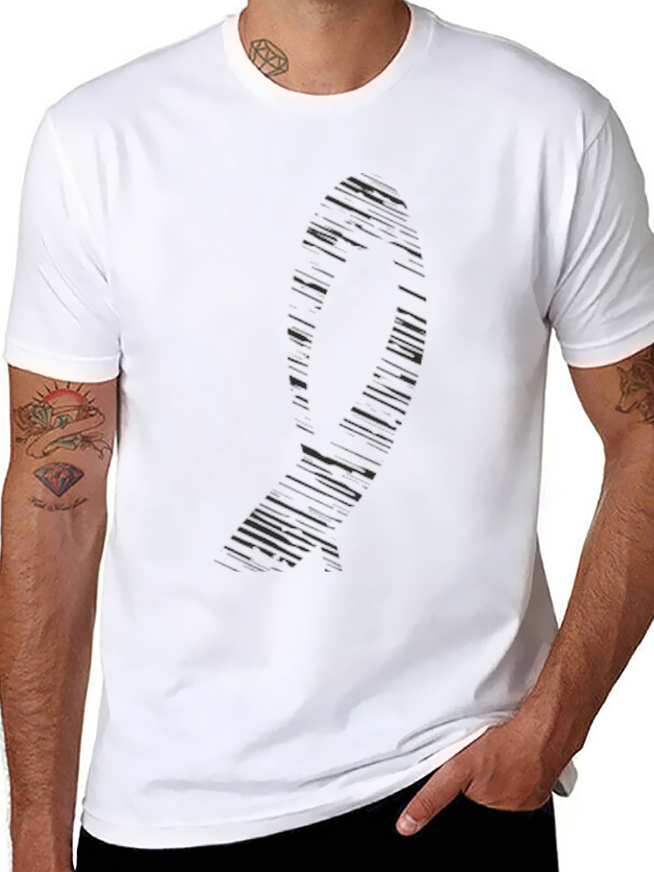 Mens Black Graphic Tee - Modern Abstract Design
