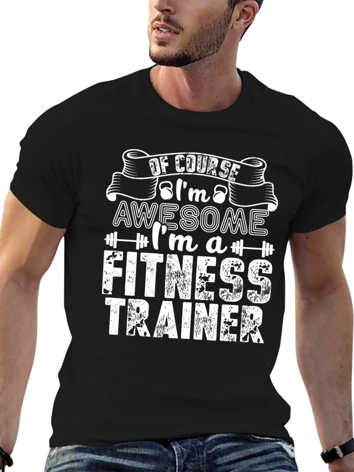 Awesome Fitness Trainer Black Graphic T-Shirt