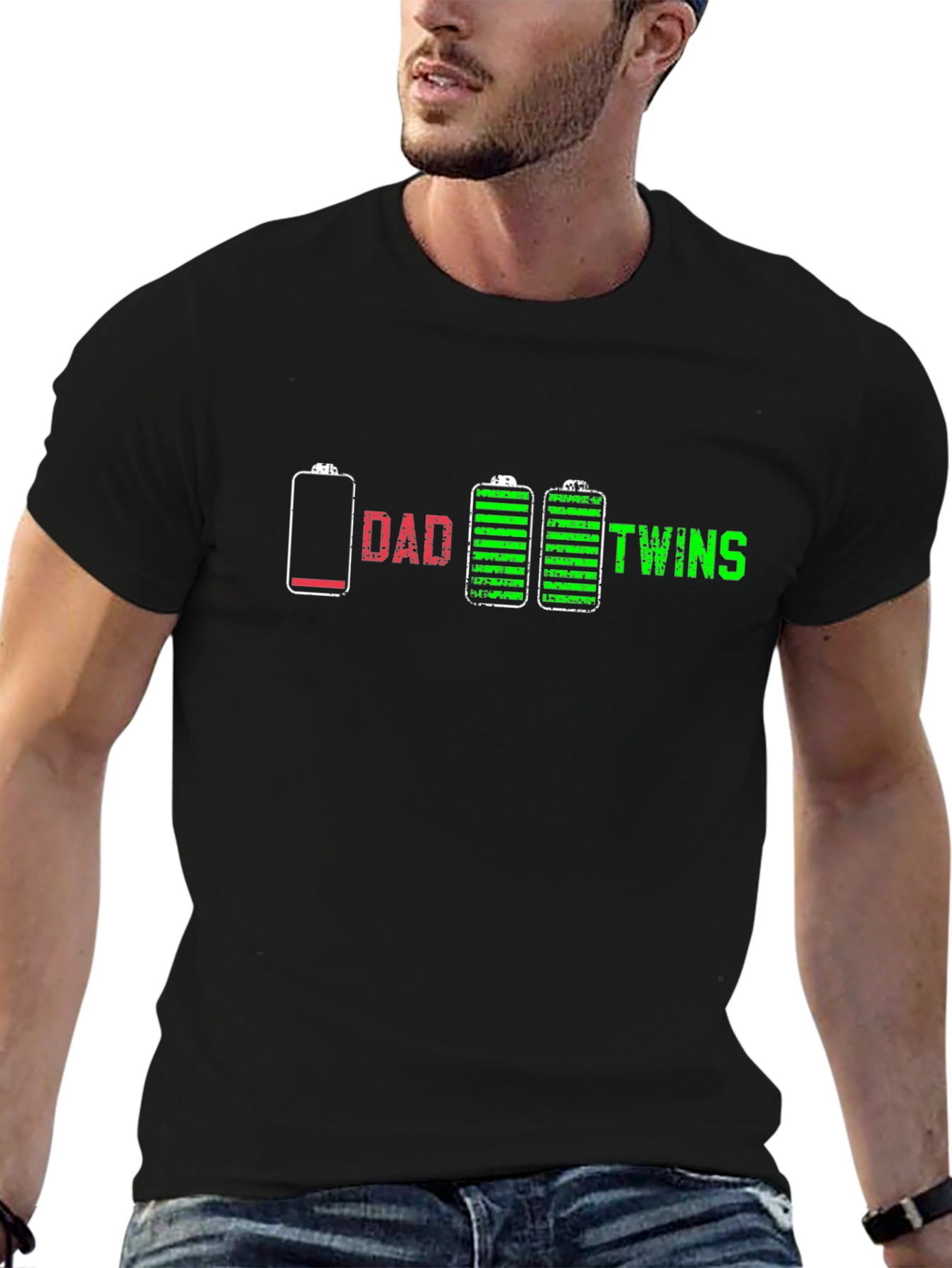 Dad of Twins Low Battery Graphic Tee