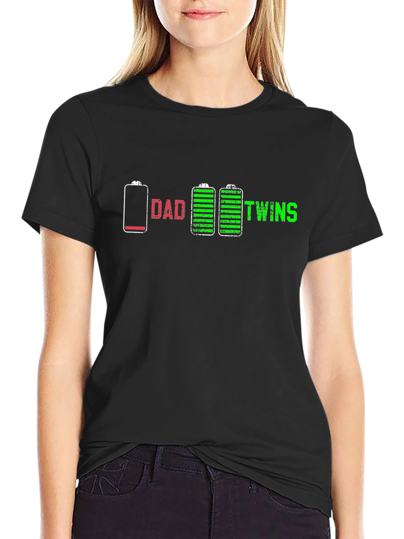 Dad of Twins Low Battery Graphic Tee