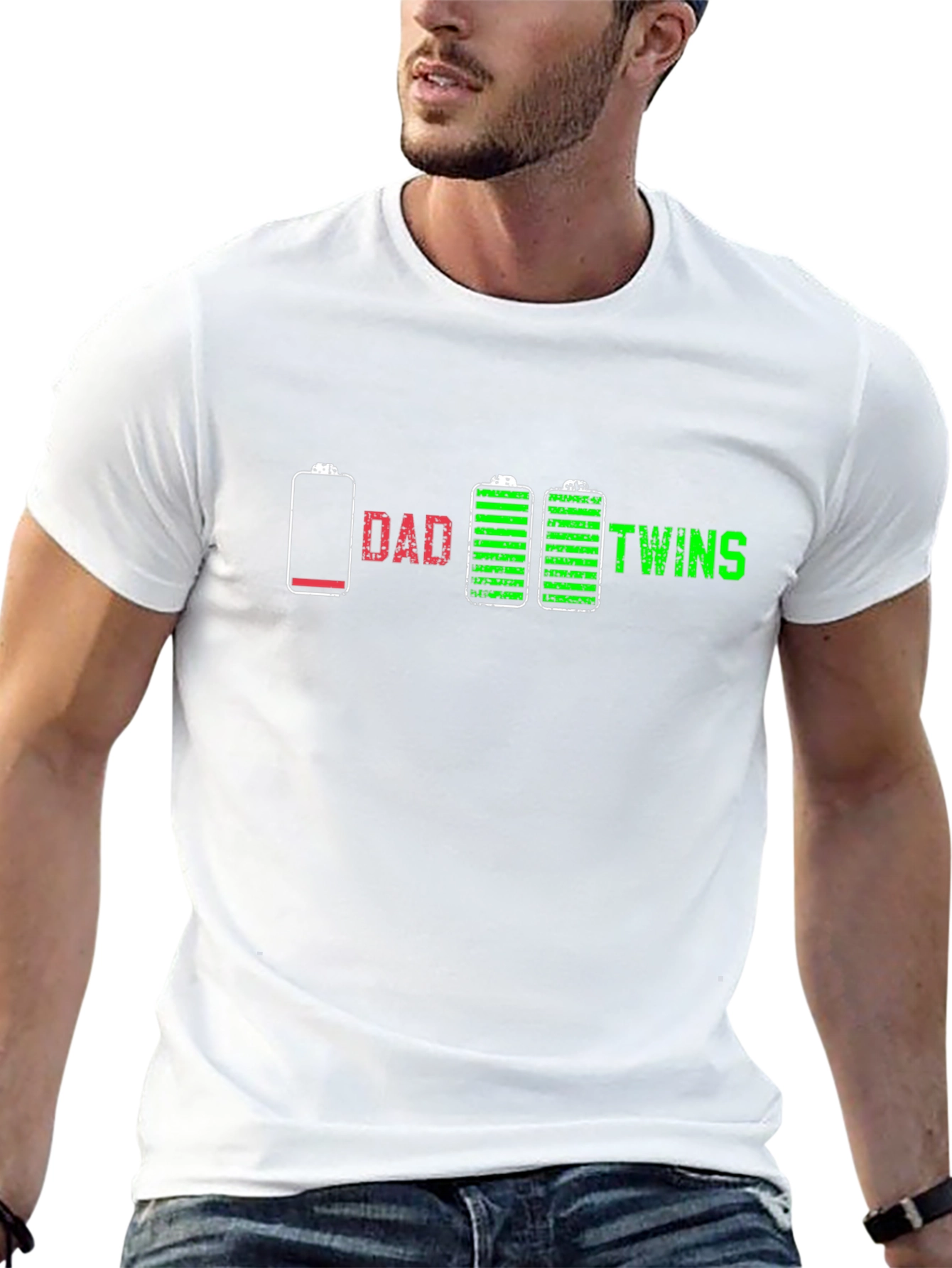Dad of Twins Low Battery Graphic Tee