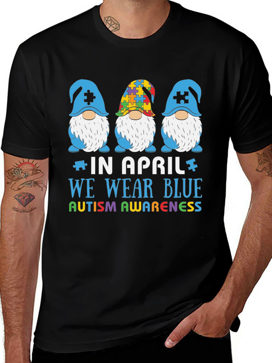 Autism Awareness Gnome T-Shirt - In April We Wear Blue