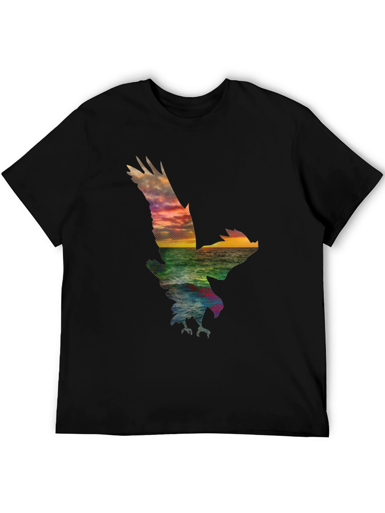 Eagle Sunset Graphic Tee - Black Cotton Blend
