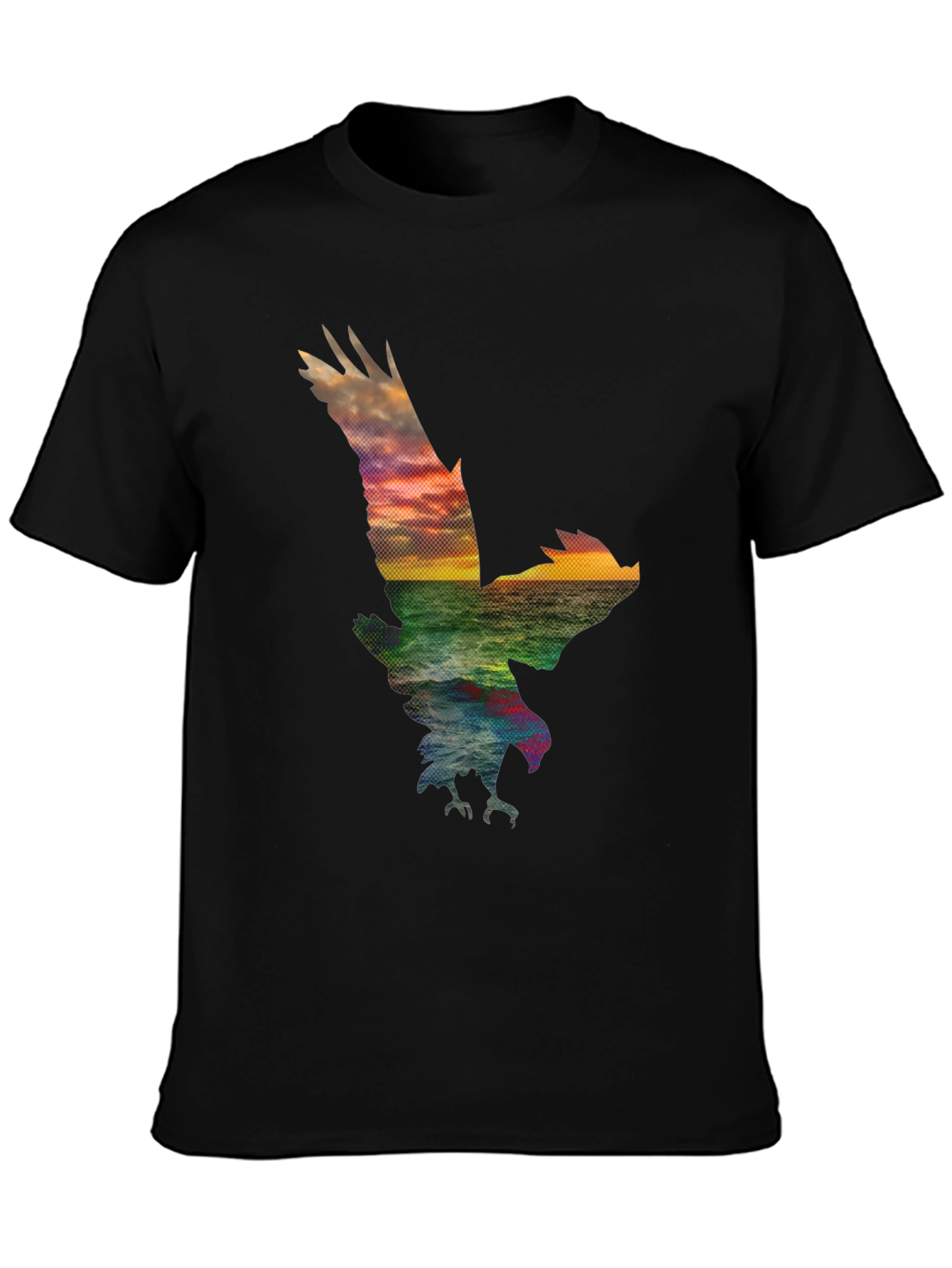Eagle Sunset Graphic Tee - Black Cotton Blend