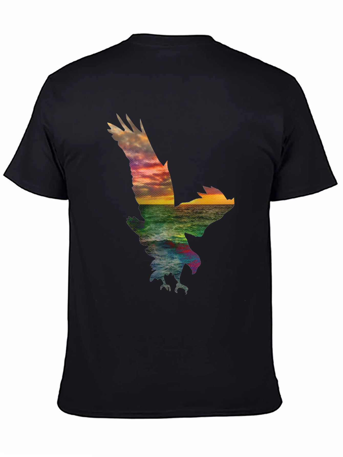 Eagle Sunset Graphic Tee - Black Cotton Blend
